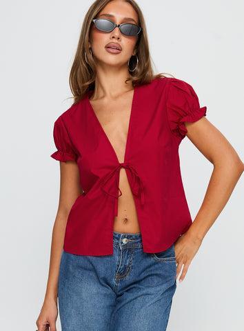 Starstruck Tie Up Top Red Product Image