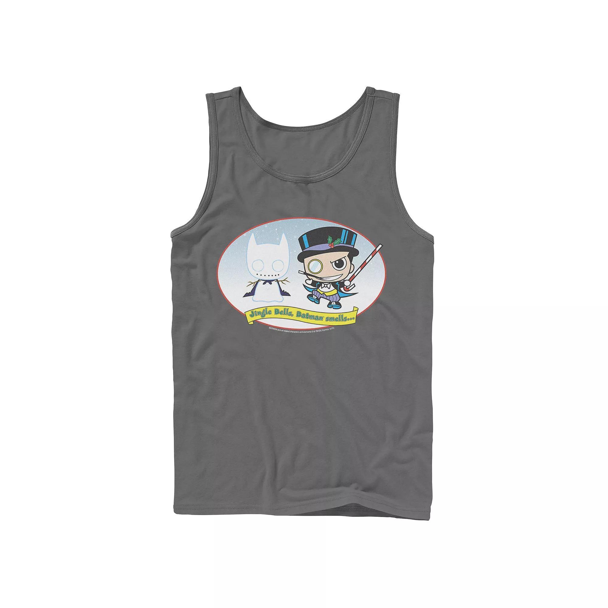 Men's DC Comics The Penguin Jingle Bells Batman Smells Christmas Tank Top, Size: Large, White Product Image