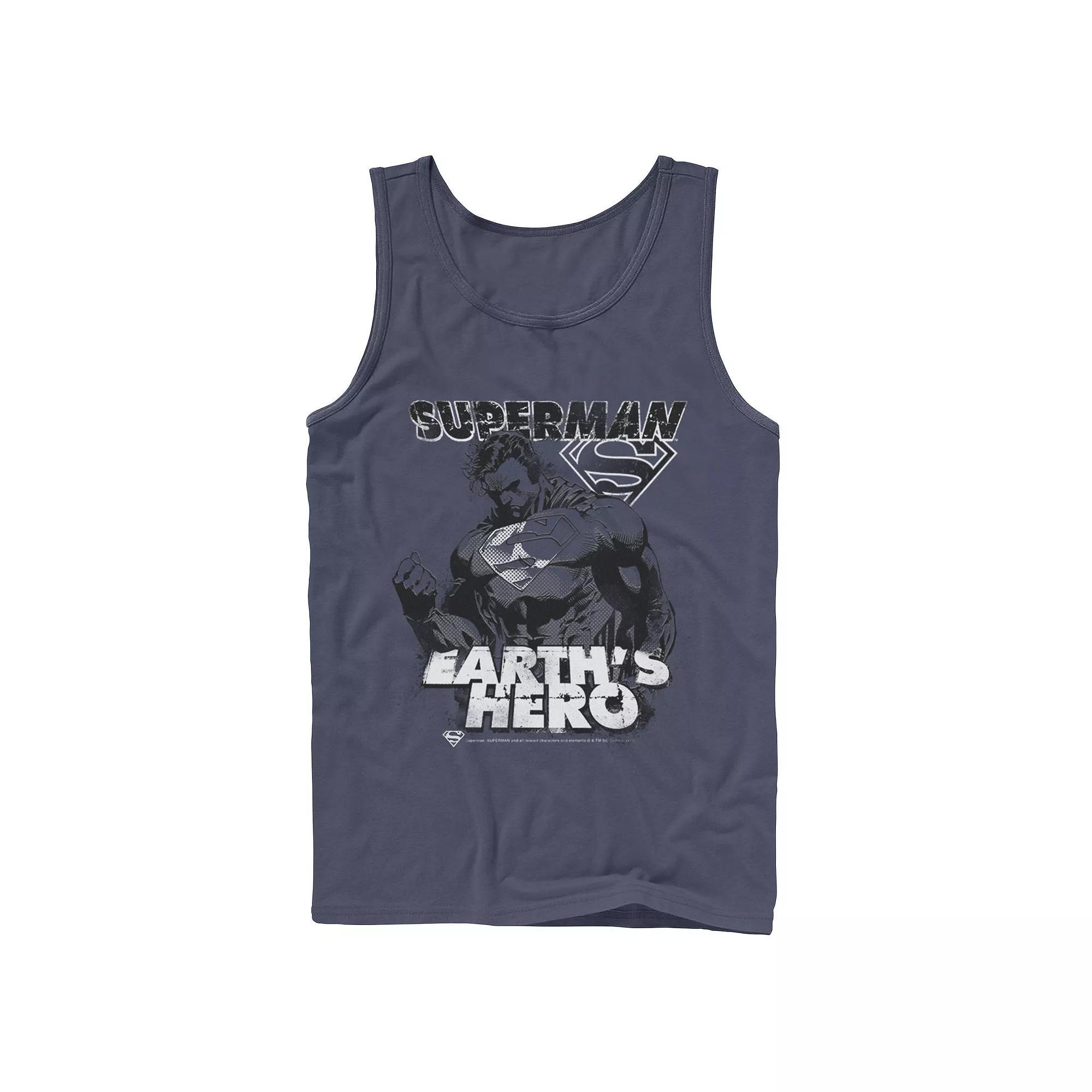 Men's DC Comics Superman Earth's Hero Sketched Poster Tank Top, Size: XL, Grey Product Image