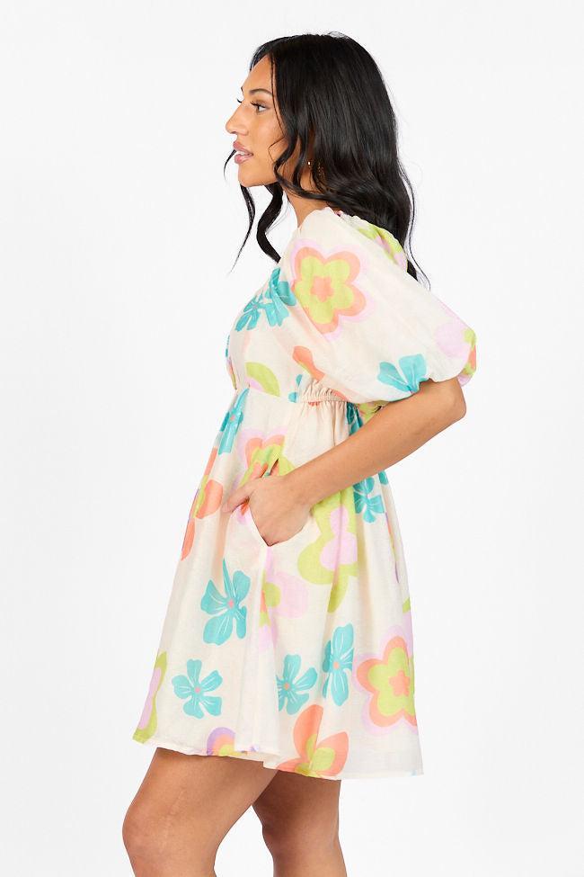 Eternal Blooms Cream Multi Floral Babydoll Dress Product Image