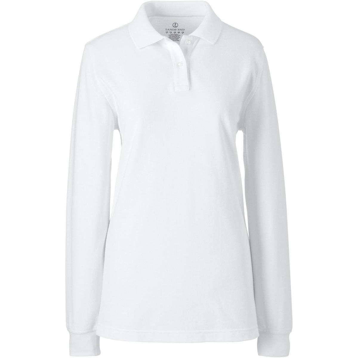 Womens Tall Lands End School Uniform Long Sleeve Mesh Polo Shirt Product Image
