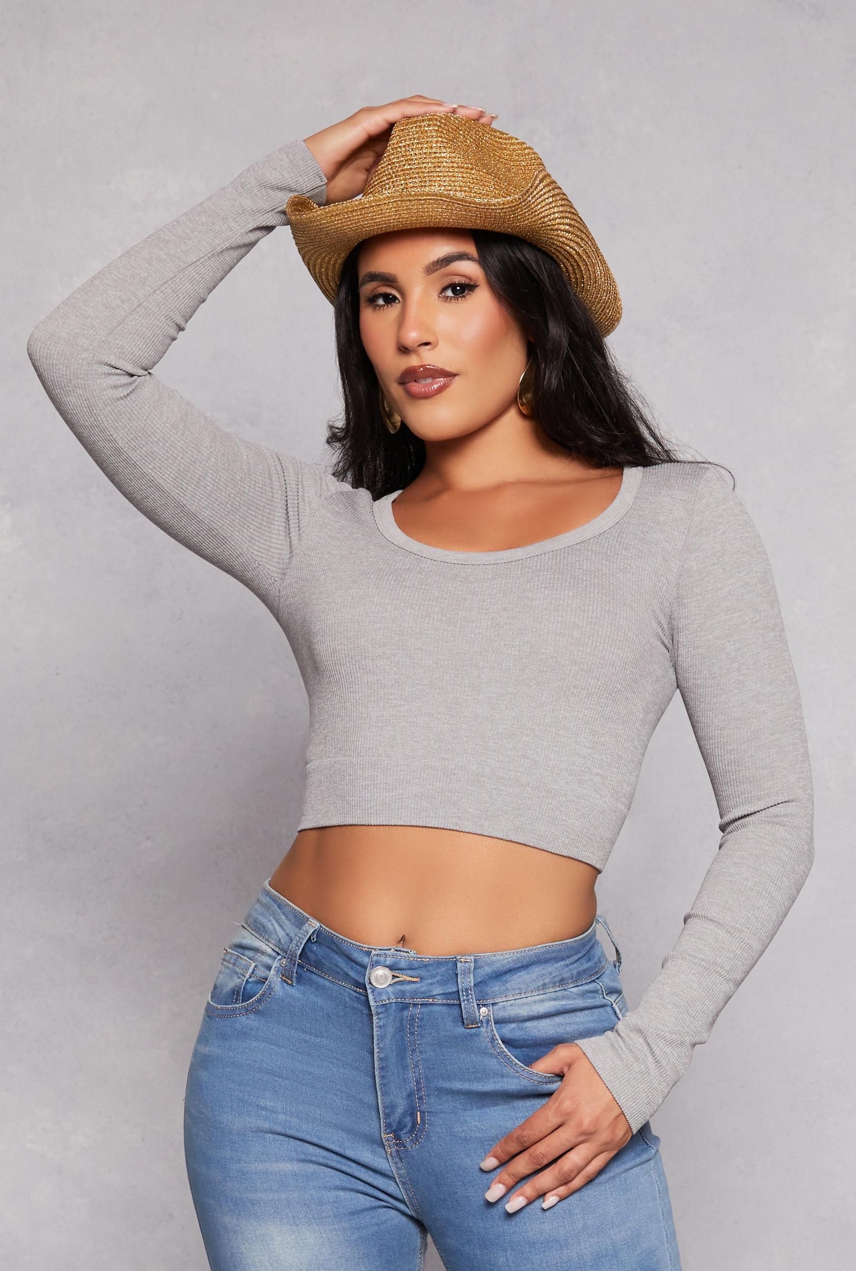 Womens Seamless Ribbed Scoop Neck Crop Top Product Image