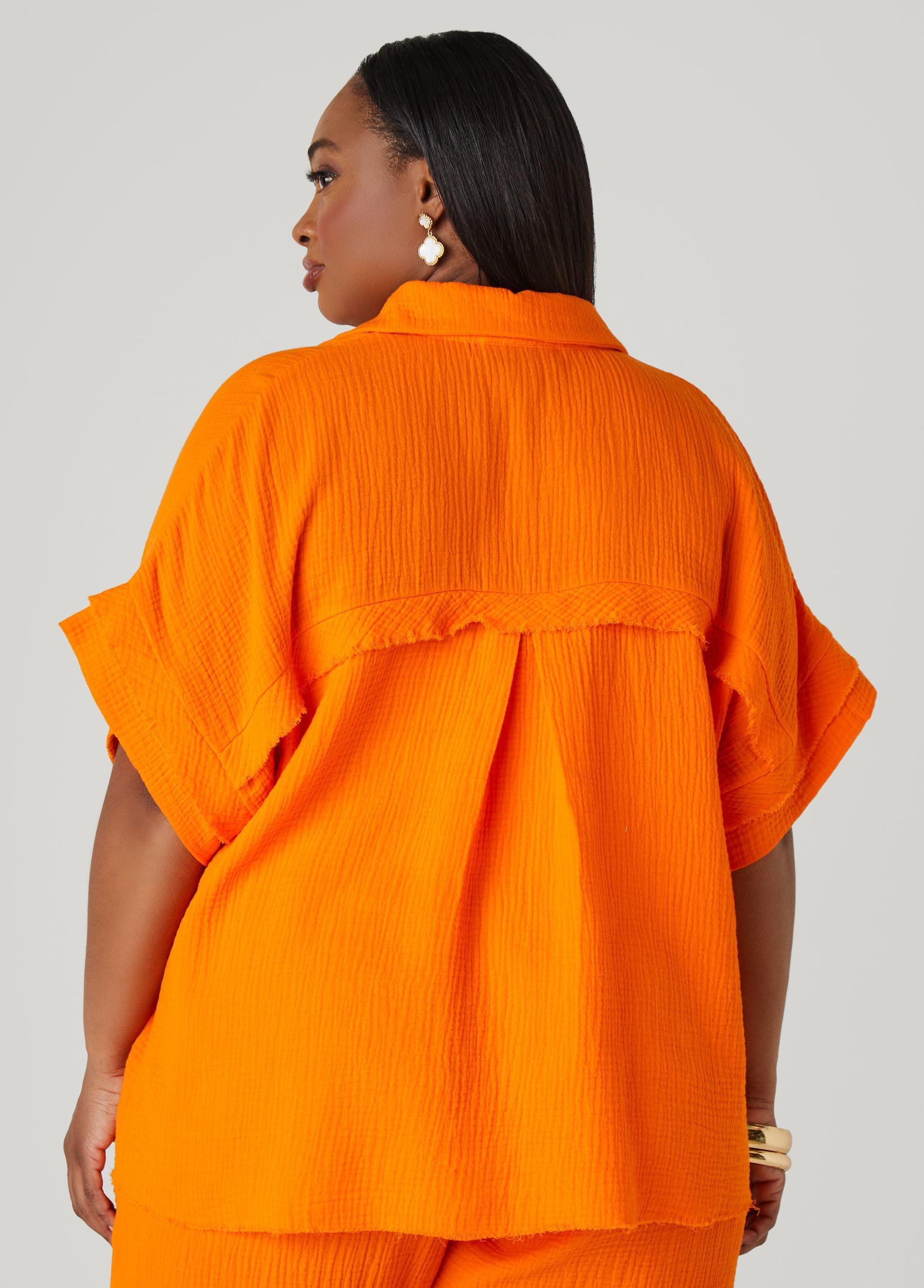 Plus Size Textured Cotton Gauze Top Ashley Stewart Product Image