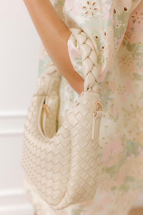 The Avery Faux Leather Woven Purse in Cream Product Image