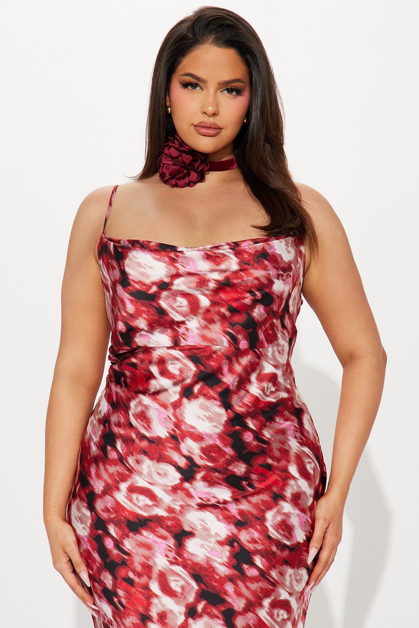 Hot Date Satin Maxi Dress - Burgundy Product Image