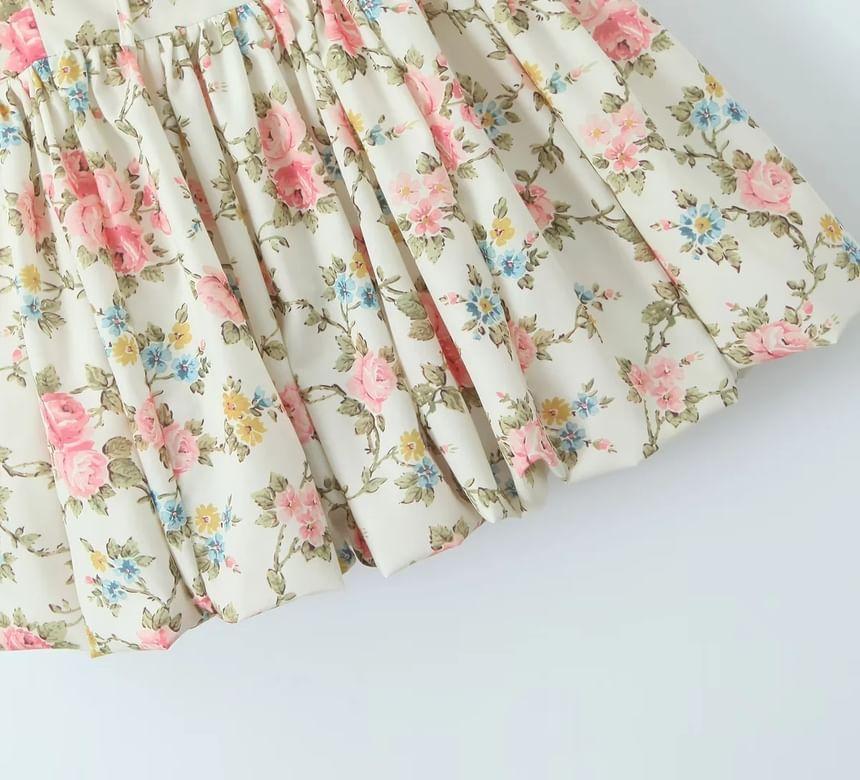 Spaghetti Strap Floral Print Mini A-Line Dress Product Image