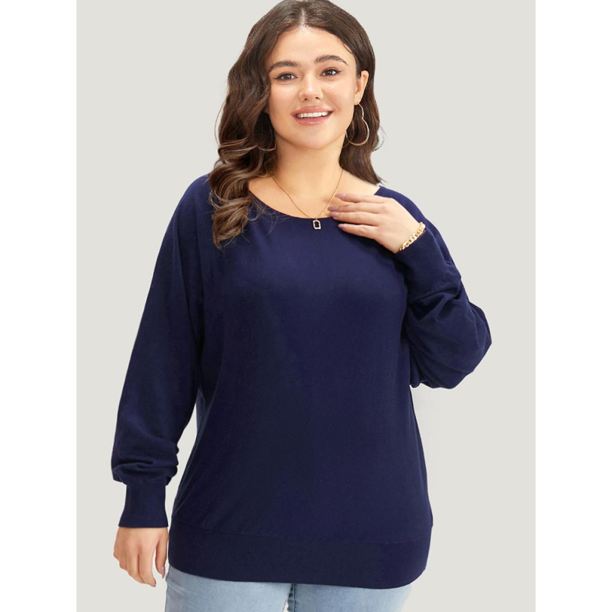 Plus Size Anti-Pilling Cable Knit Turtle Neck Patchwork Pullover Burgundy Women Casual Loose Long Sleeve Turtleneck Dailywear Pullovers BloomChic 22-24/3X Product Image