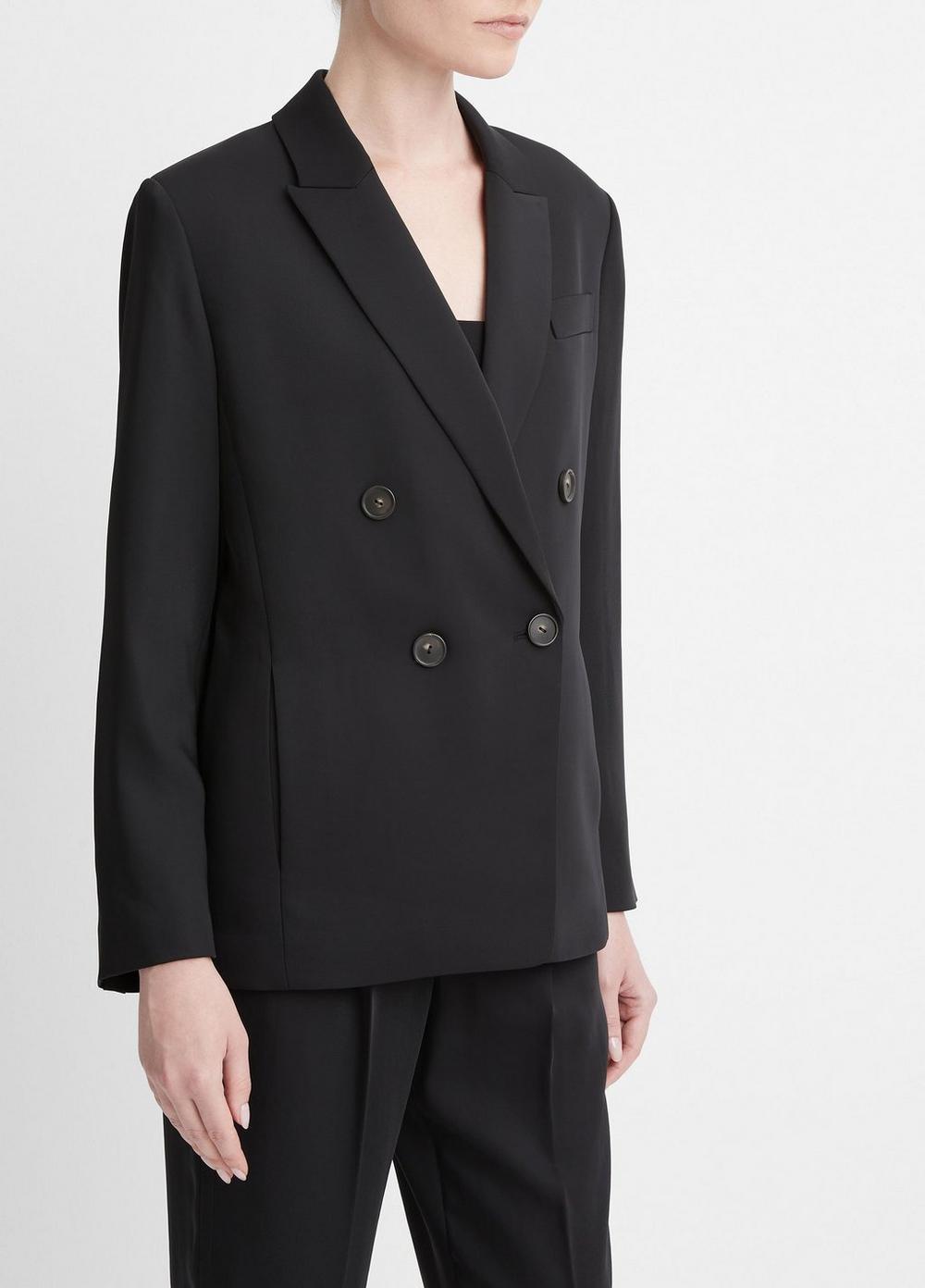 Womens Soft Double-Breasted Blazer, Black, Size 14 Vince Product Image