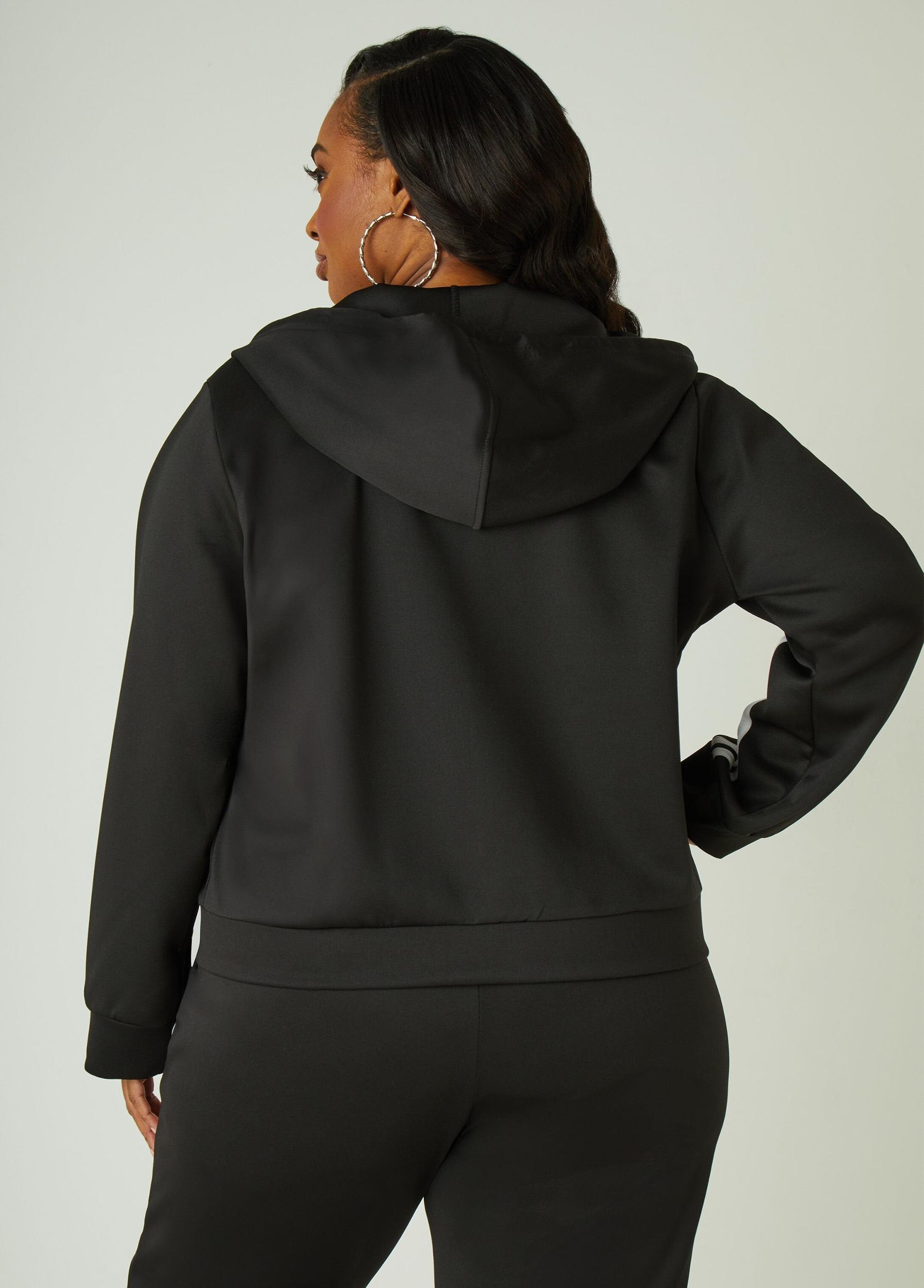 Plus Size Striped Hooded Track Jacket Ashley Stewart Product Image