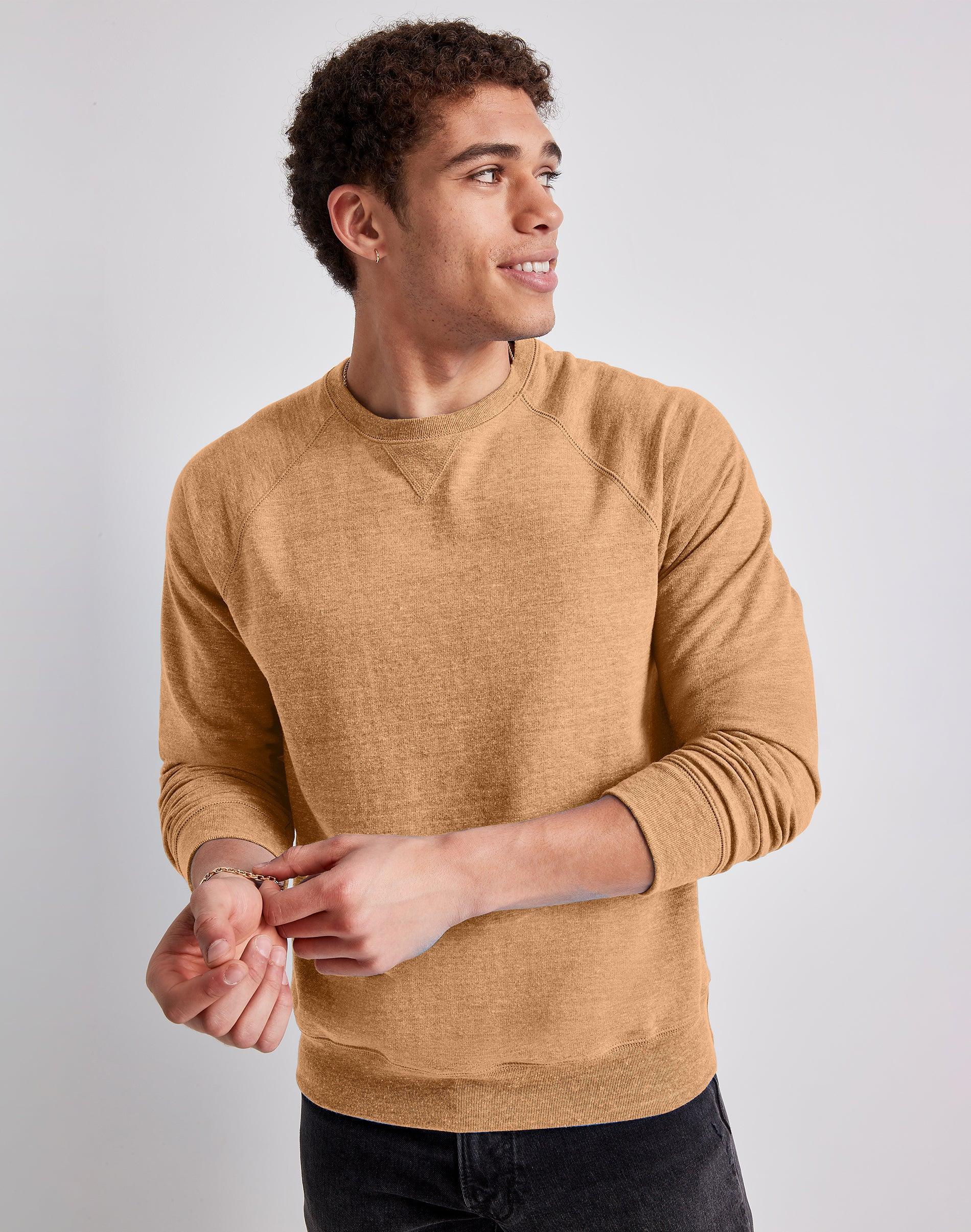 Hanes Originals Mens French Terry Sweatshirt Sandalwood Red Heather S Product Image