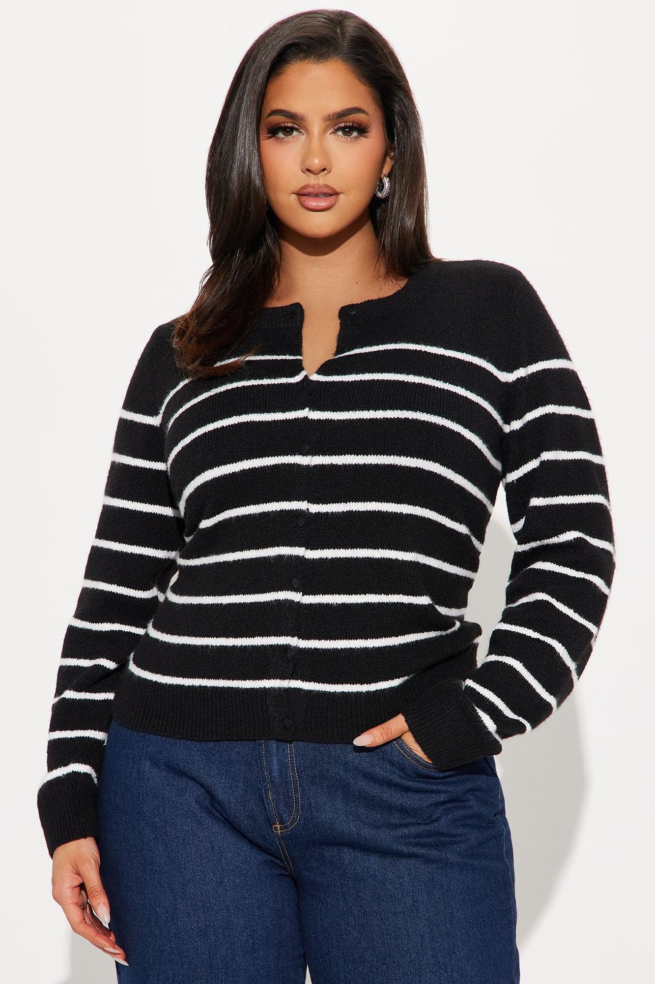 Simple Stripes Cardigan  - Black/White Product Image