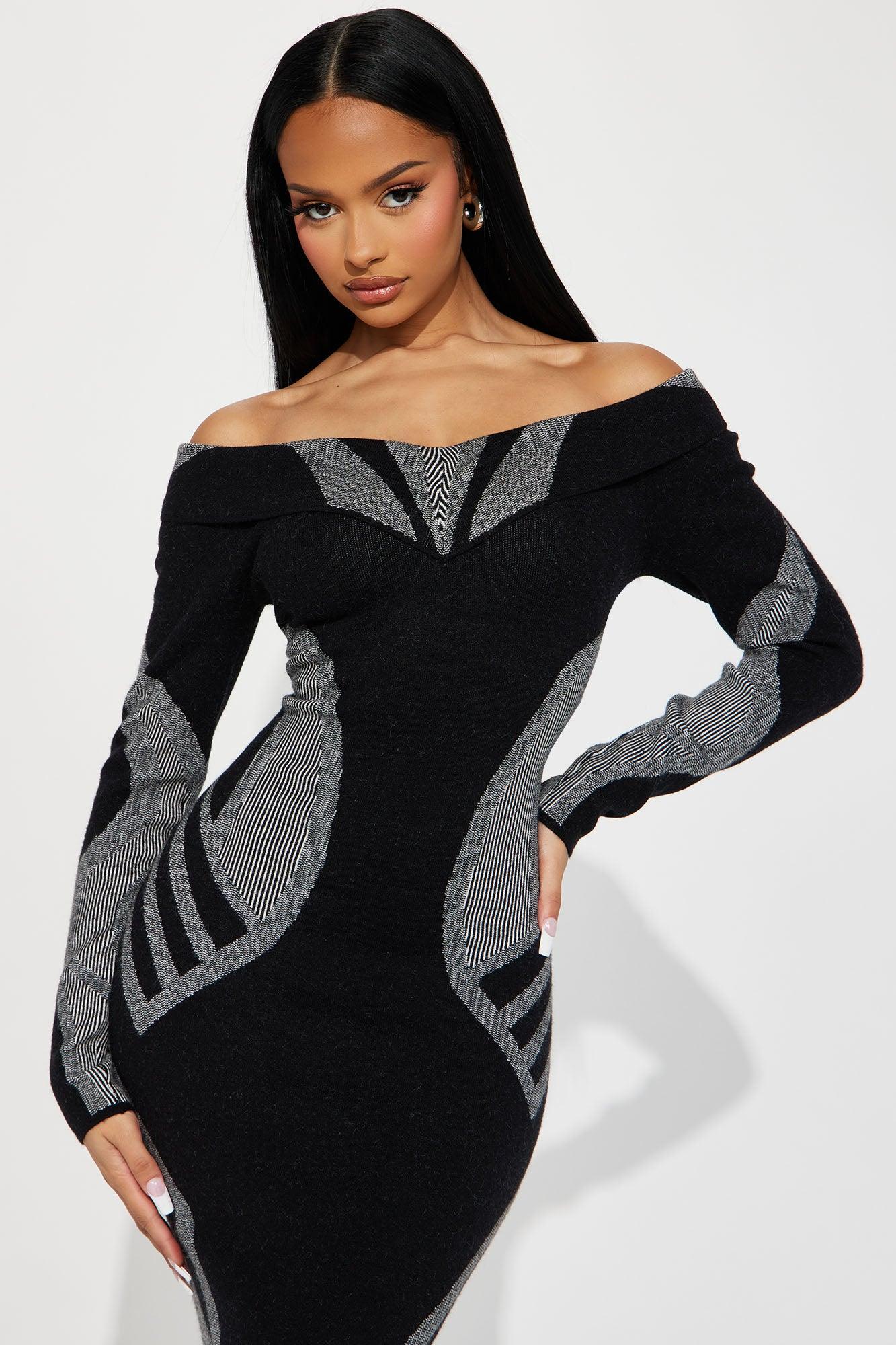 Ericka Sweater Maxi Dress - Black/combo Product Image