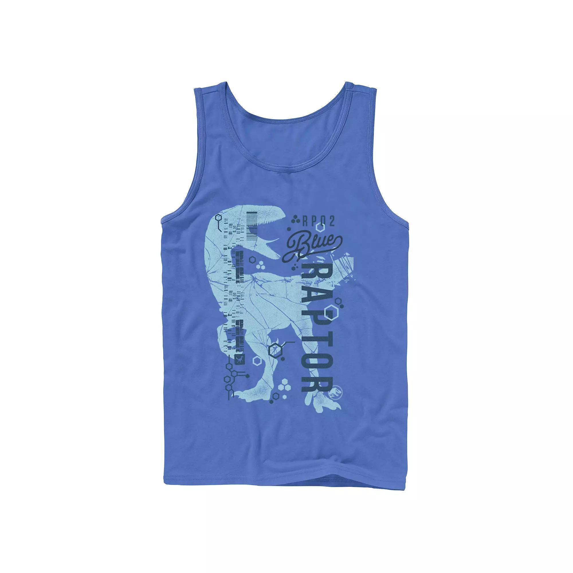 Men's Jurassic World Two Blue Raptor DNA Code Silhouette Tank Top, Size: XL, Grey Product Image