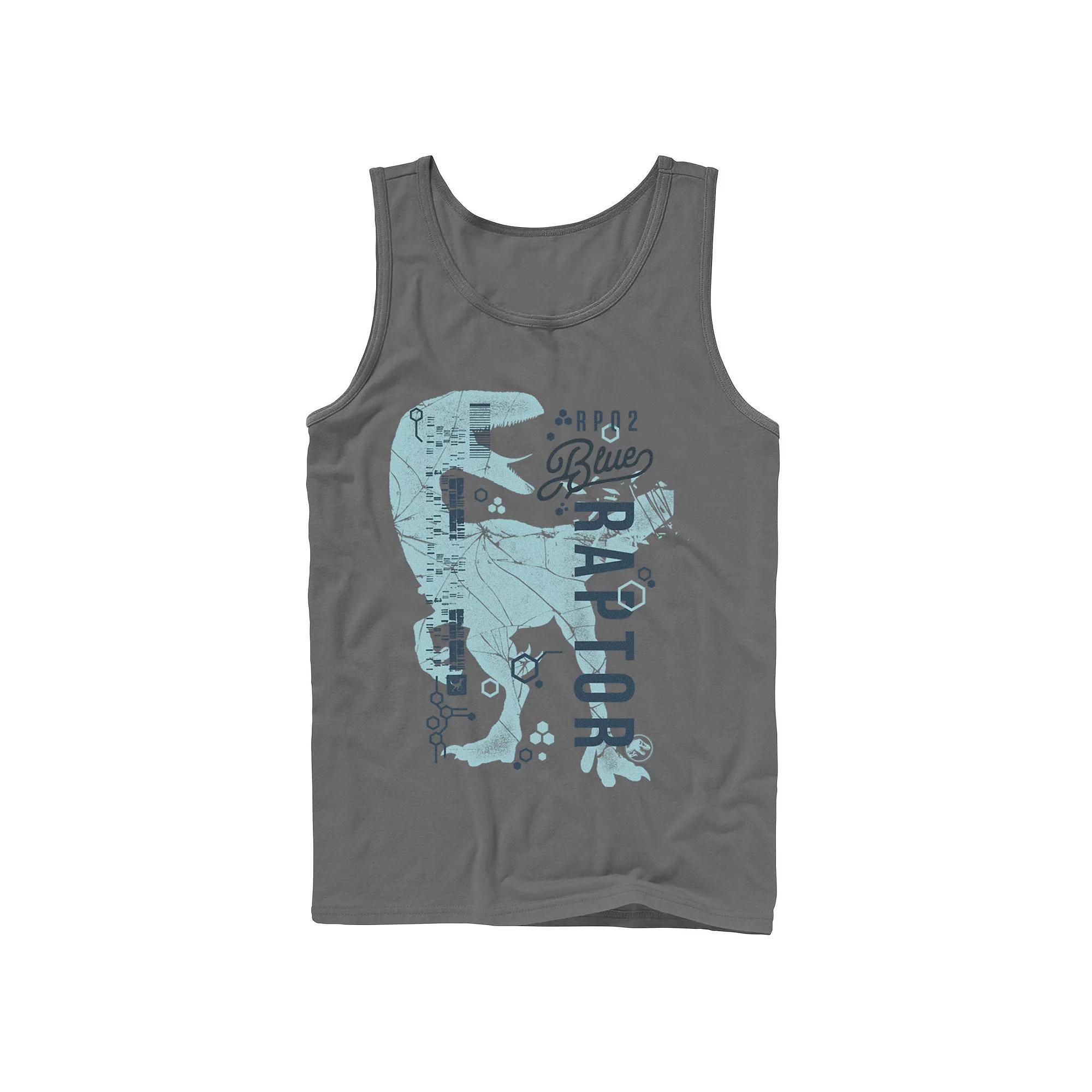Men's Jurassic World Two Blue Raptor DNA Code Silhouette Tank Top, Size: XL, Grey Product Image