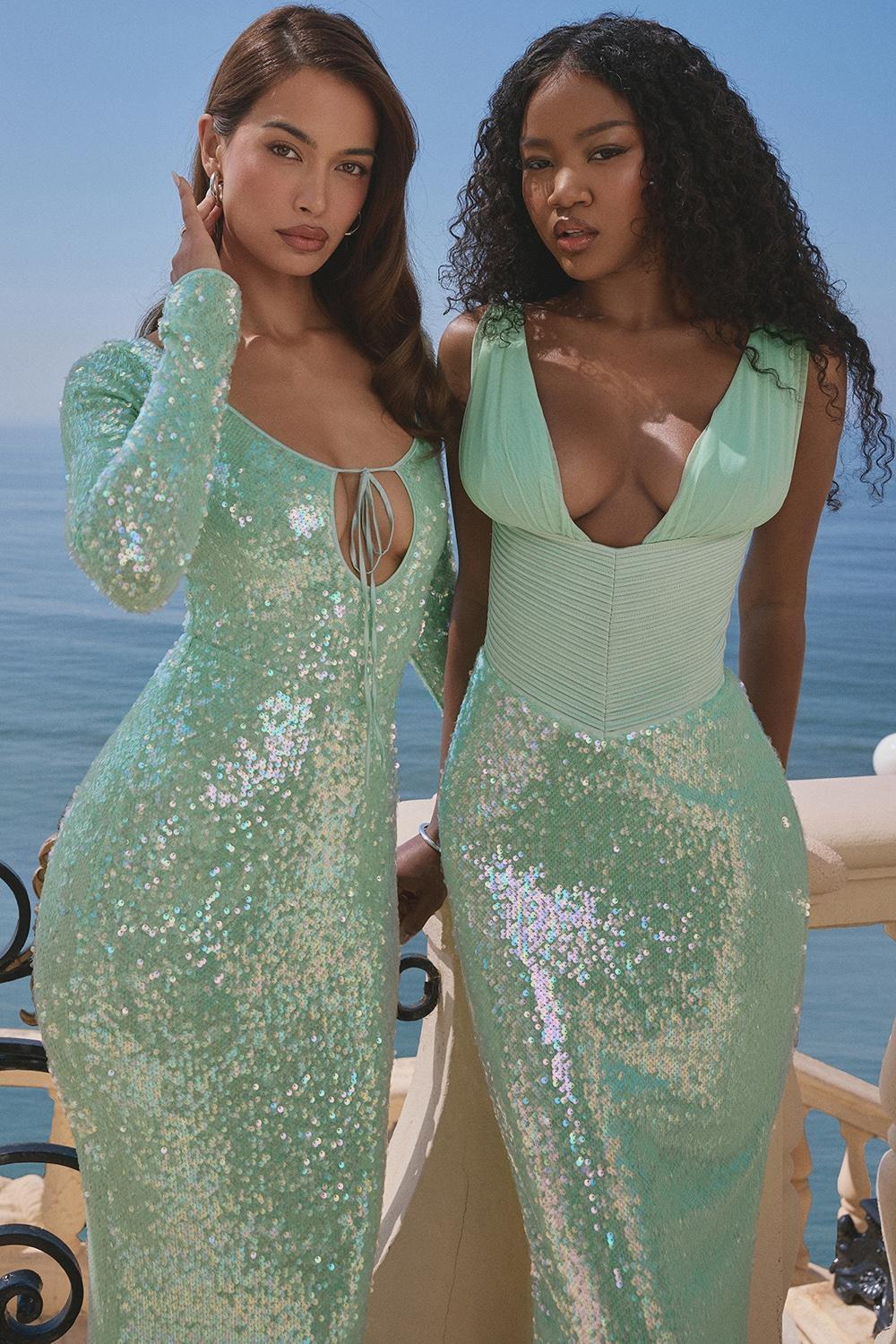 Titania Seafoam Sequin Maxi Gown Product Image