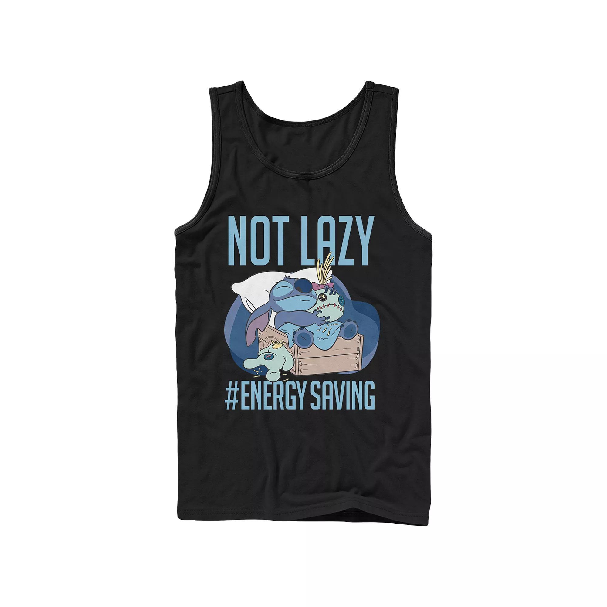 Disney's Lilo & Stitch Men's Not Lazy Energy Saving Graphic Tank Top, Size: XL, Black Product Image