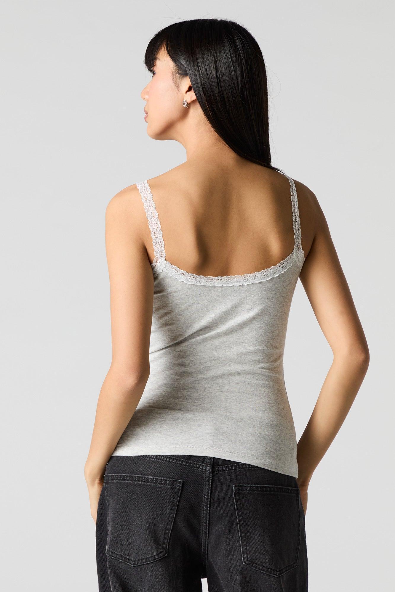 V-Neck Lace Trim Cami Female Product Image