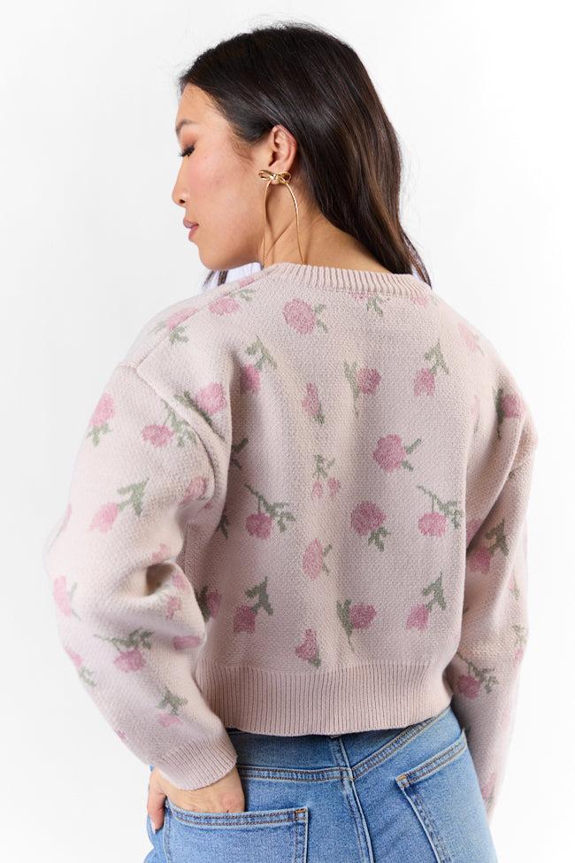 Grand Measures Light Pink Floral Sweater SALE Product Image