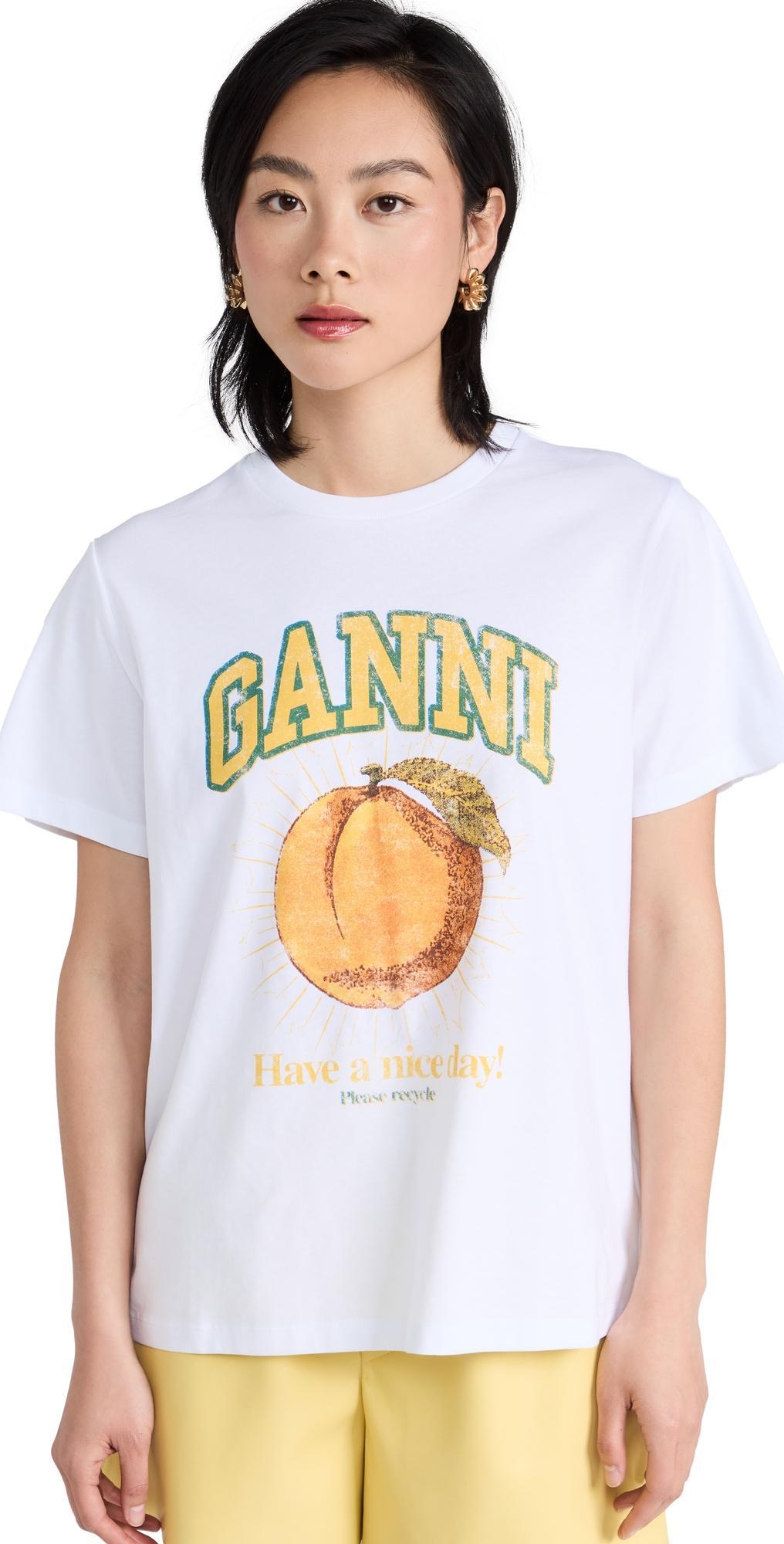 GANNI Basic Jersey Peach Relaxed Tee Bright White M Product Image
