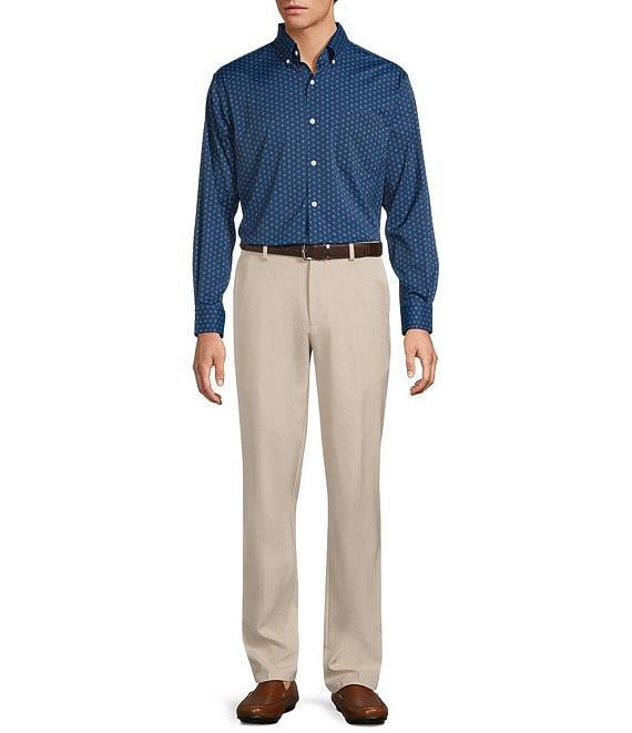 Roundtree & Yorke Performance The Traveler Long Sleeve Geometric Chambray Sport Shirt Product Image