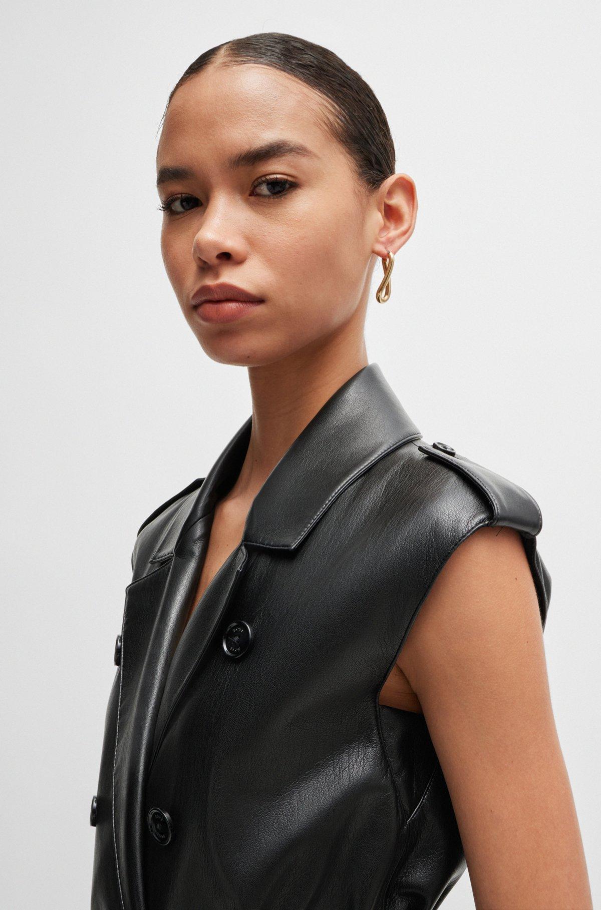 Faux-leather dress with double-breasted front Product Image