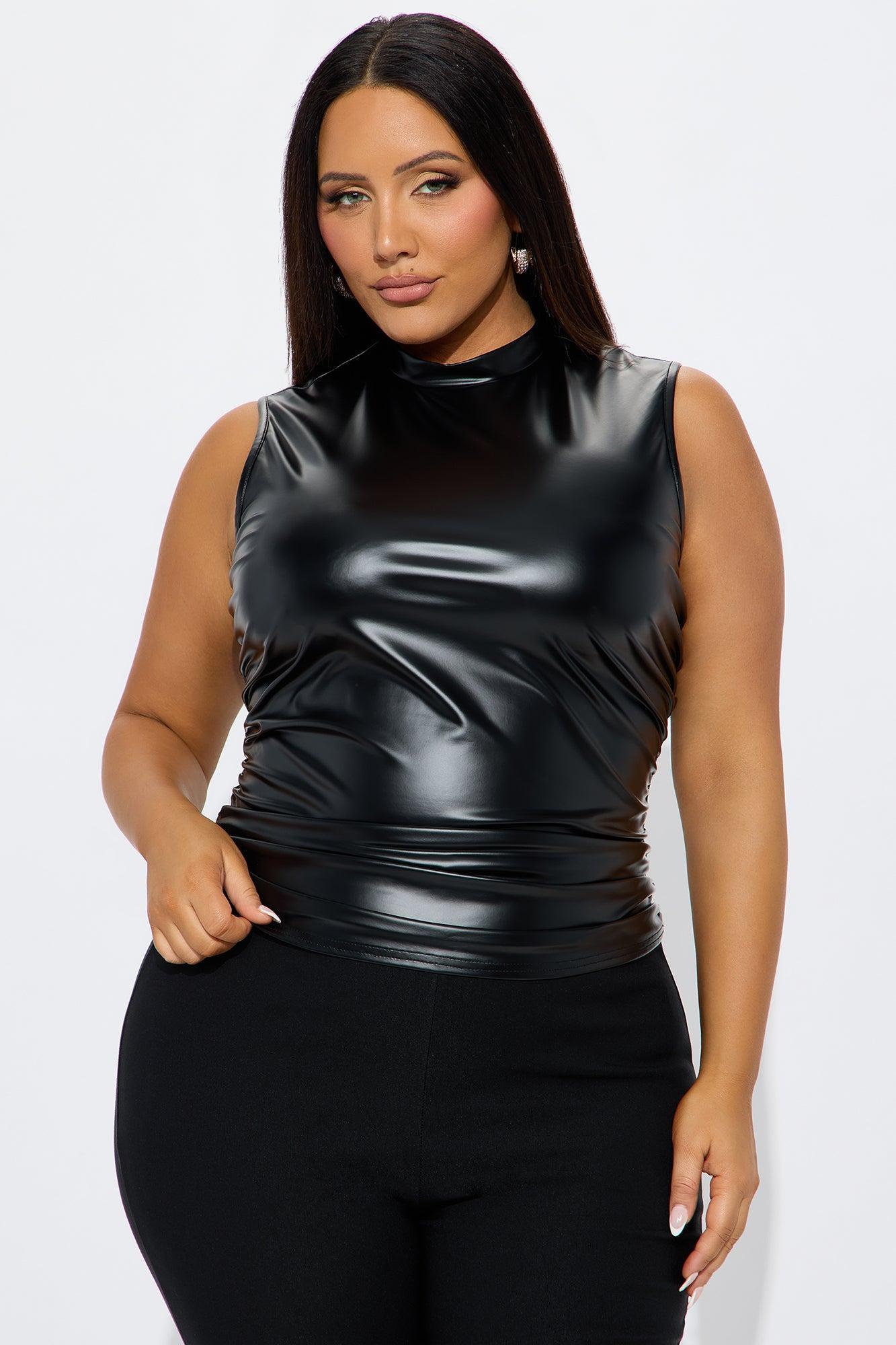 Brook Faux Leather Top - Black Female Product Image