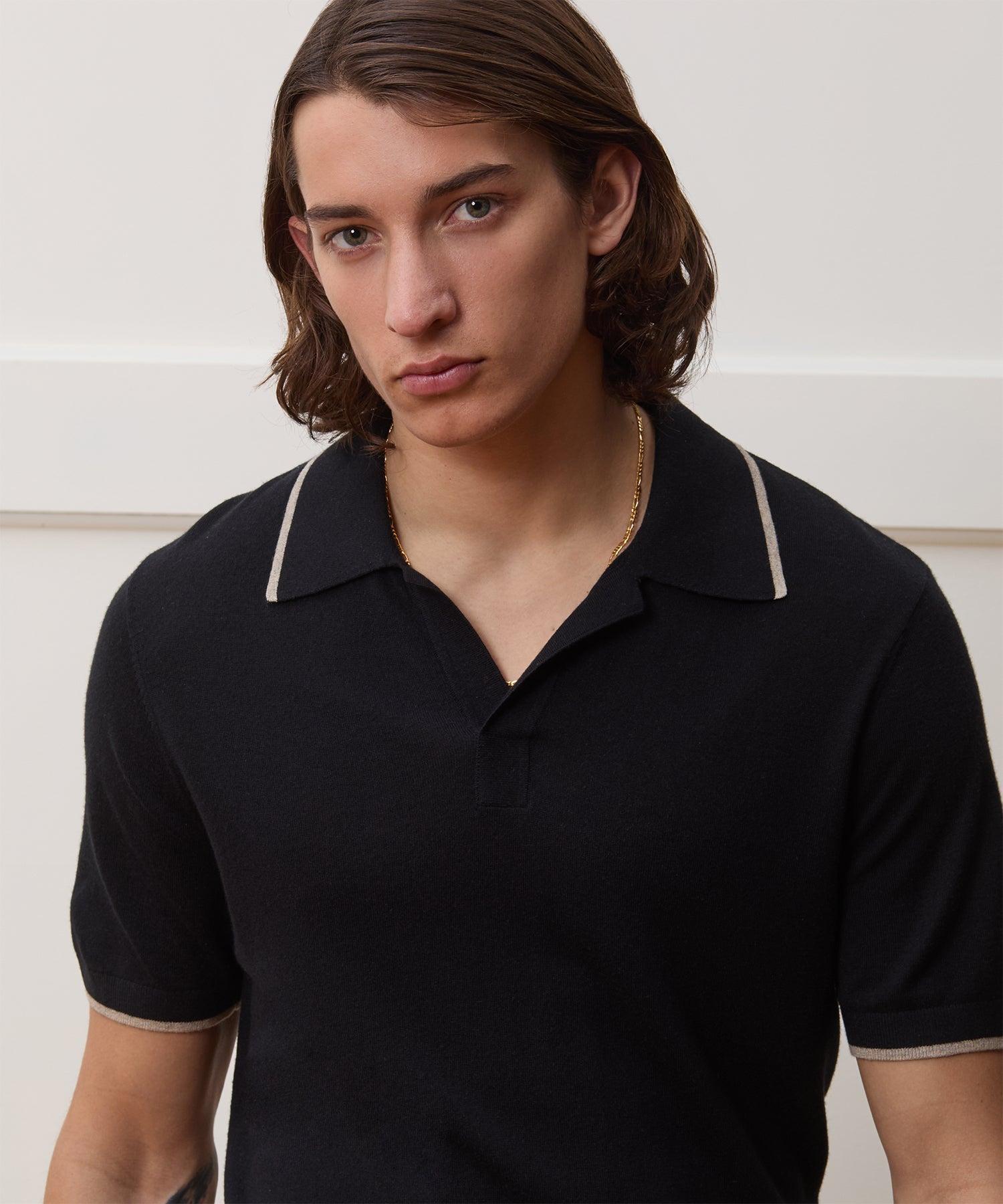 Silk-Cashmere Tipped Sweater Polo Product Image