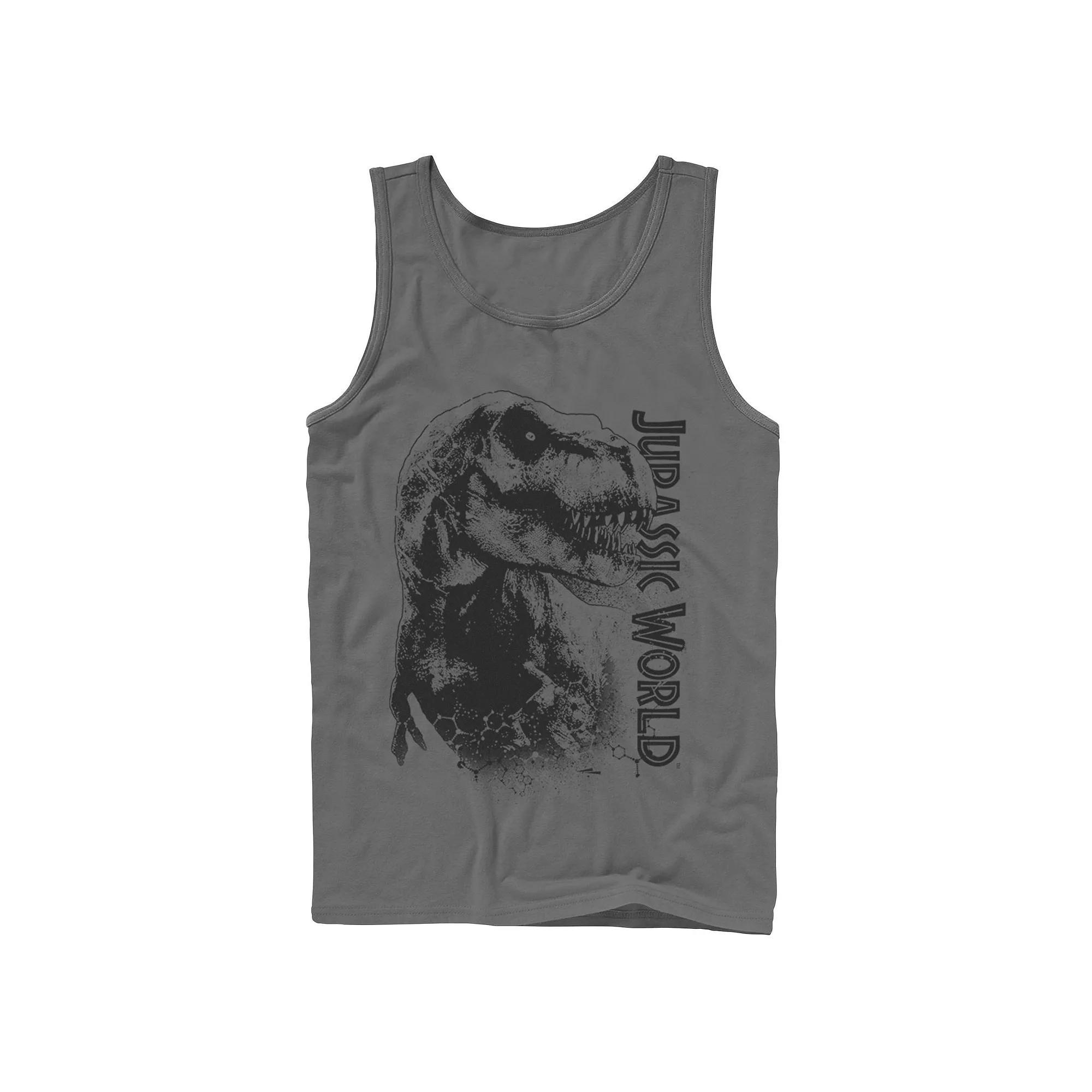 Men's Jurassic World T-Rex Close-Up Portrait Graphic Tank Top, Size: XL, Grey Product Image