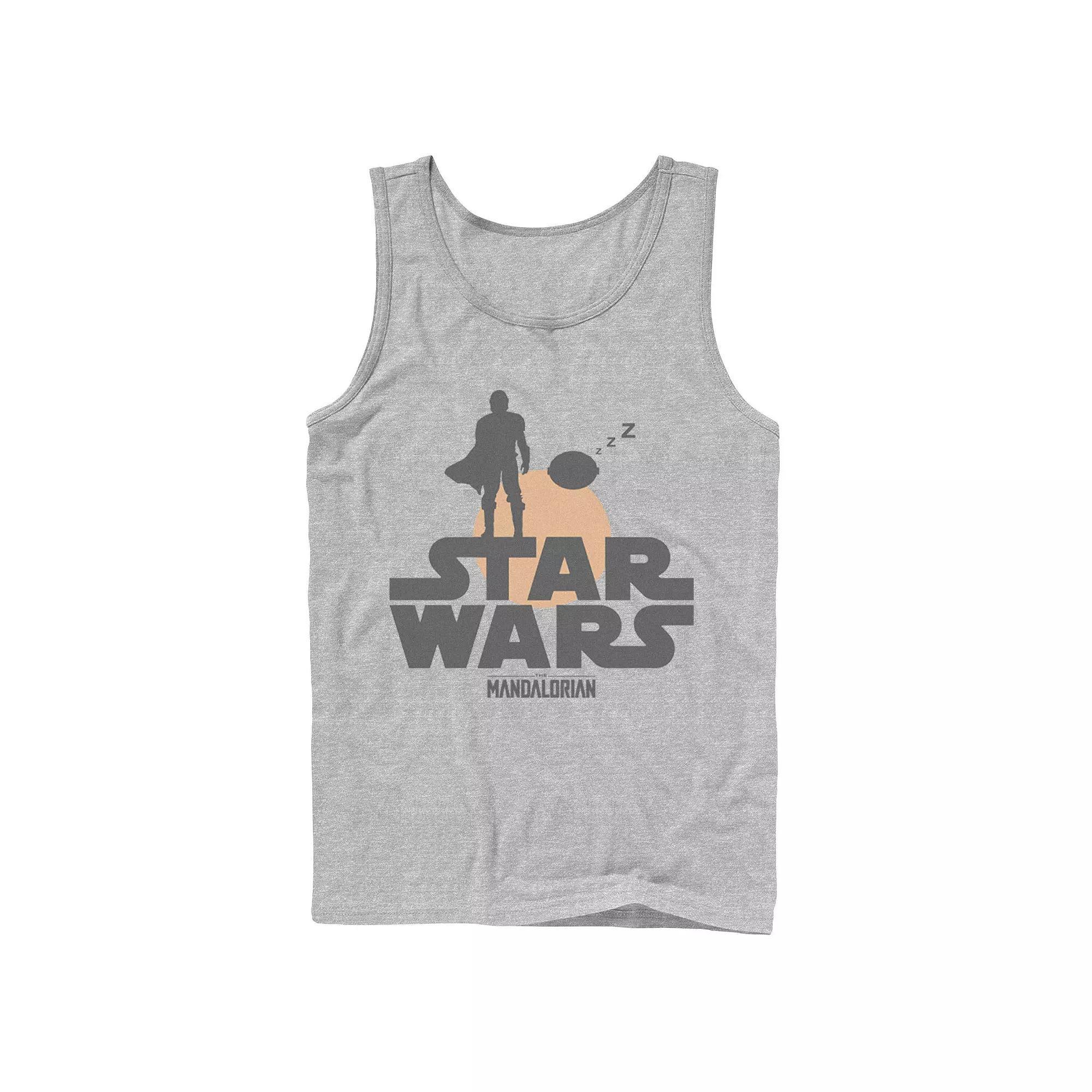 Men's Star Wars The Mandalorian The Child Sunset Silhouette Logo Tank Top, Size: Large, Athletic Grey Product Image