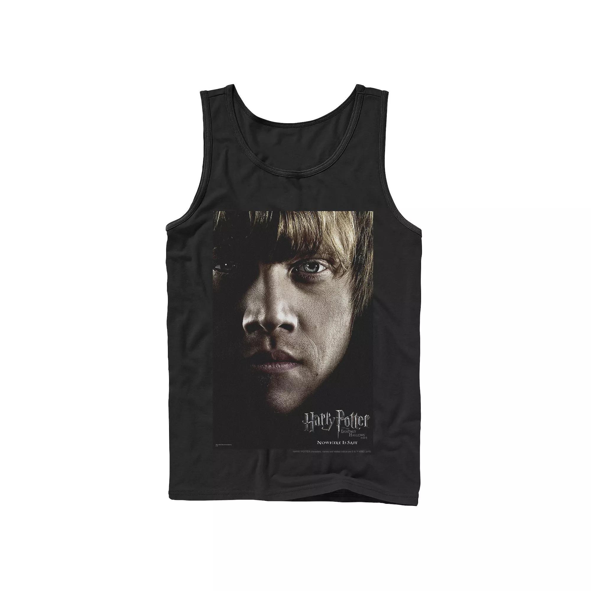 Men's Harry Potter Deathly Hallows Ron Character Poster Graphic Tank Top, Size: XL, Black Product Image