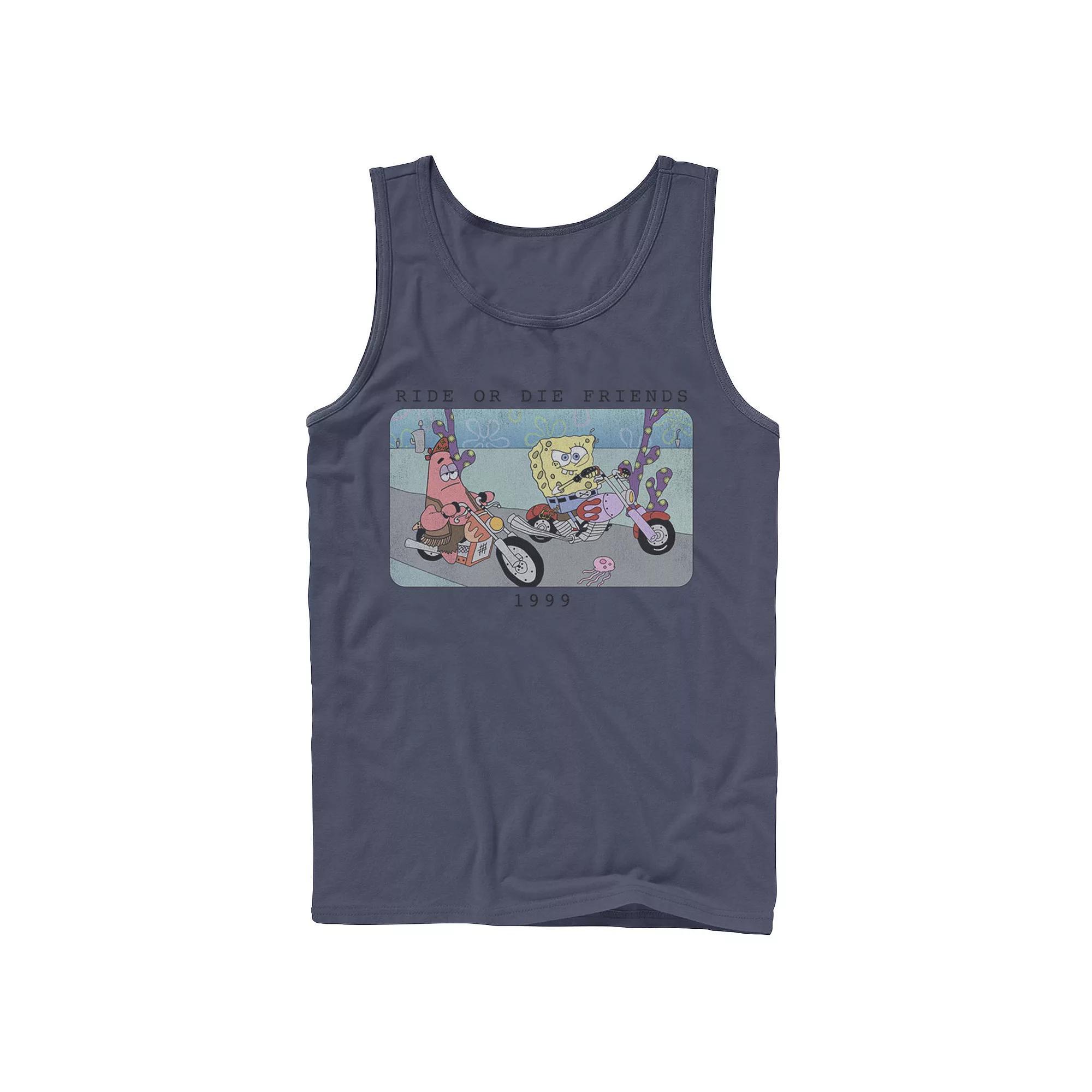 Men's Nickelodeon SpongeBob SquarePants Ride Or Die Friends 1999 Portrait Graphic Tank Top, Size: Small, Grey Product Image
