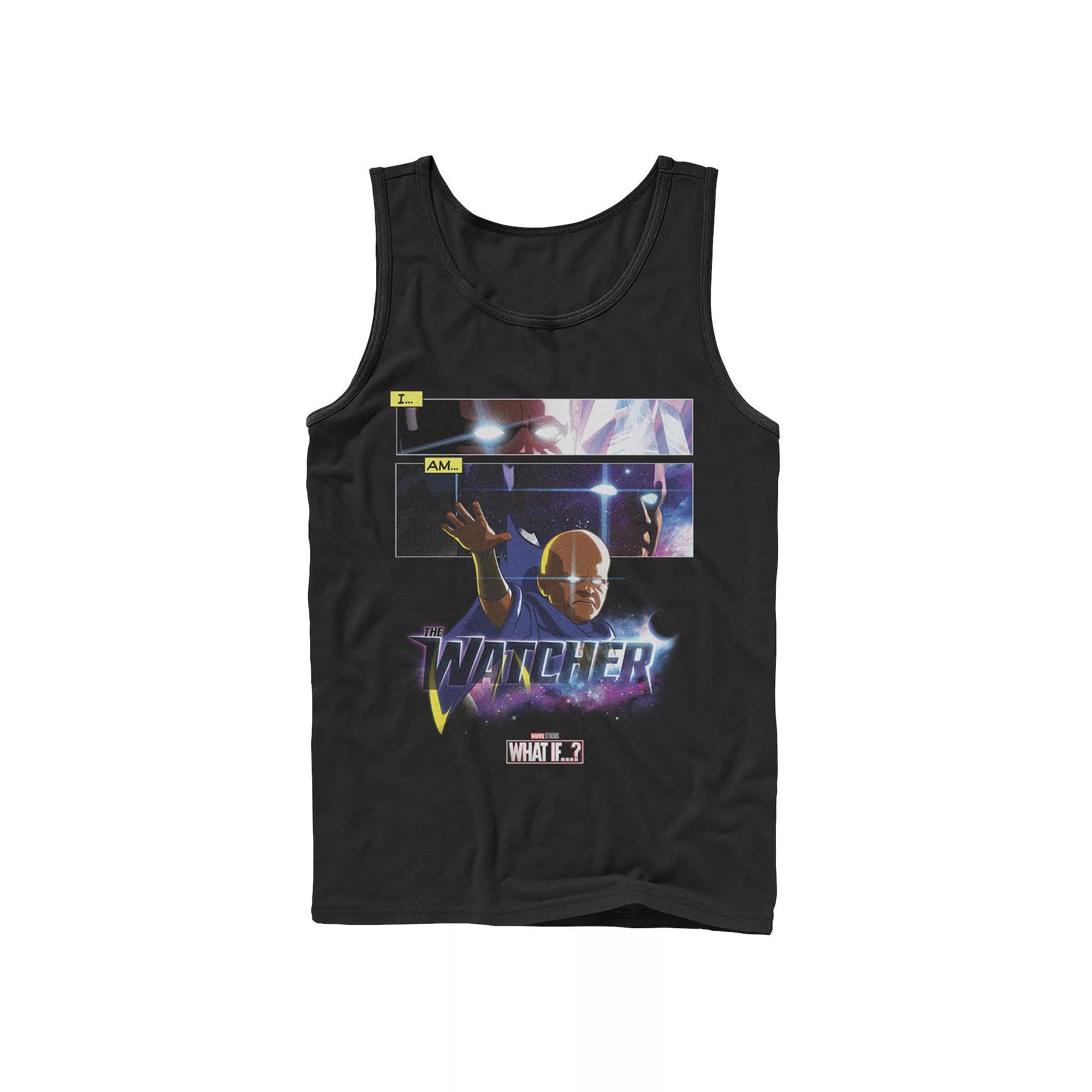 Men's Marvel What If The Watcher Panel Poster Tank Top, Boy's, Size: XL, Black Product Image