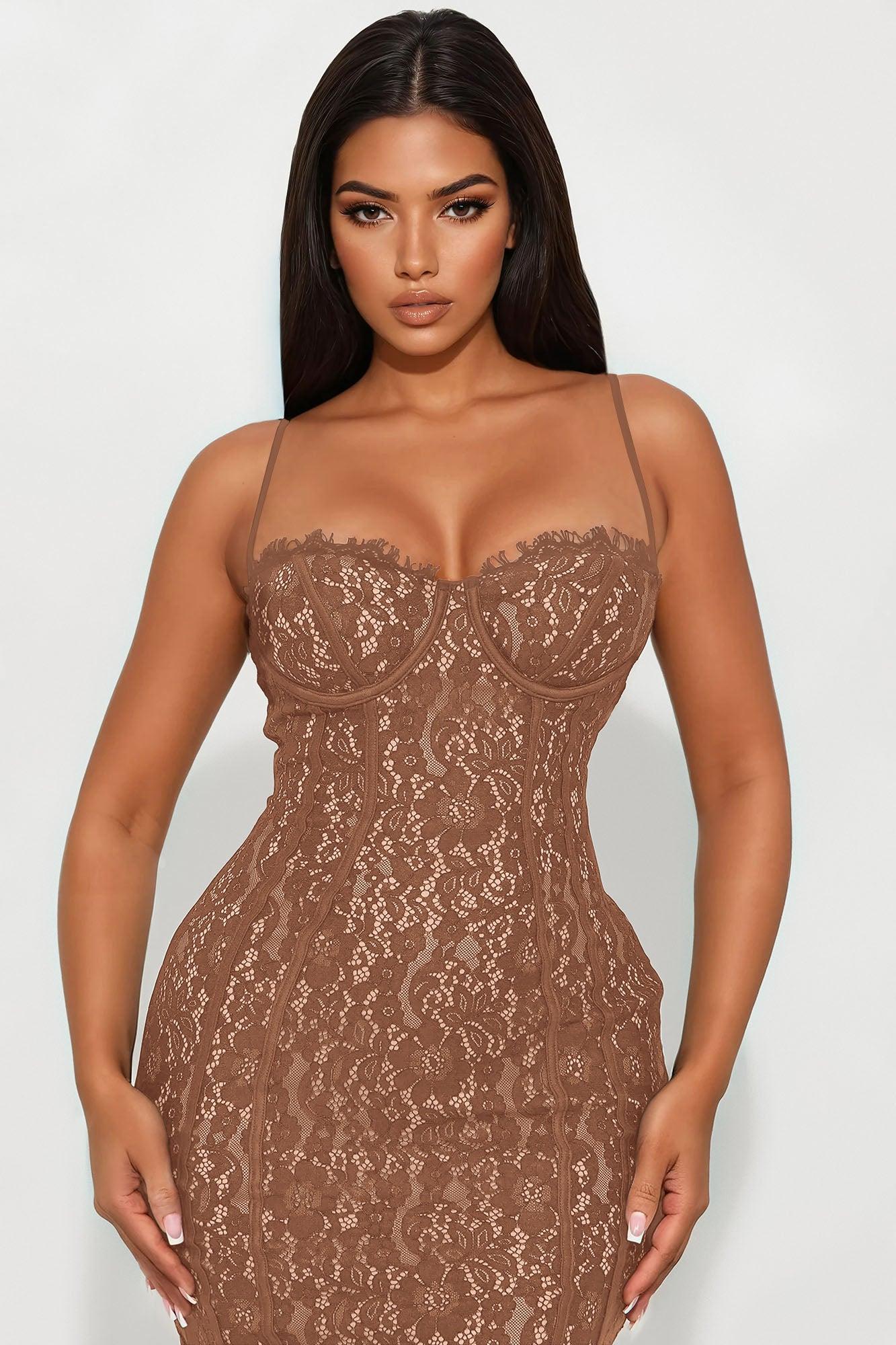 All In Love Lace Maxi Dress - Mocha Product Image