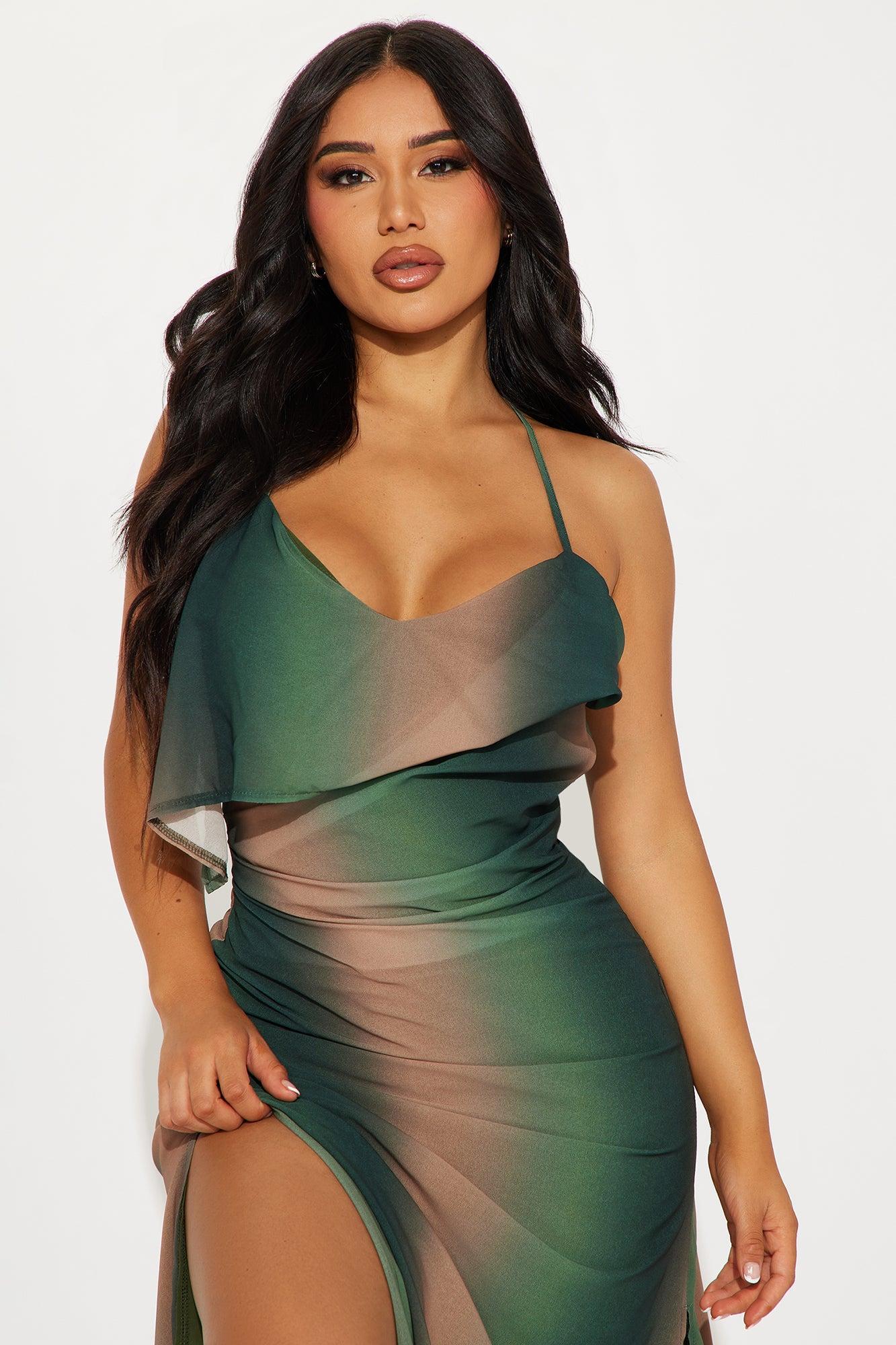 Kira Chiffon Maxi Dress - Hunter Product Image