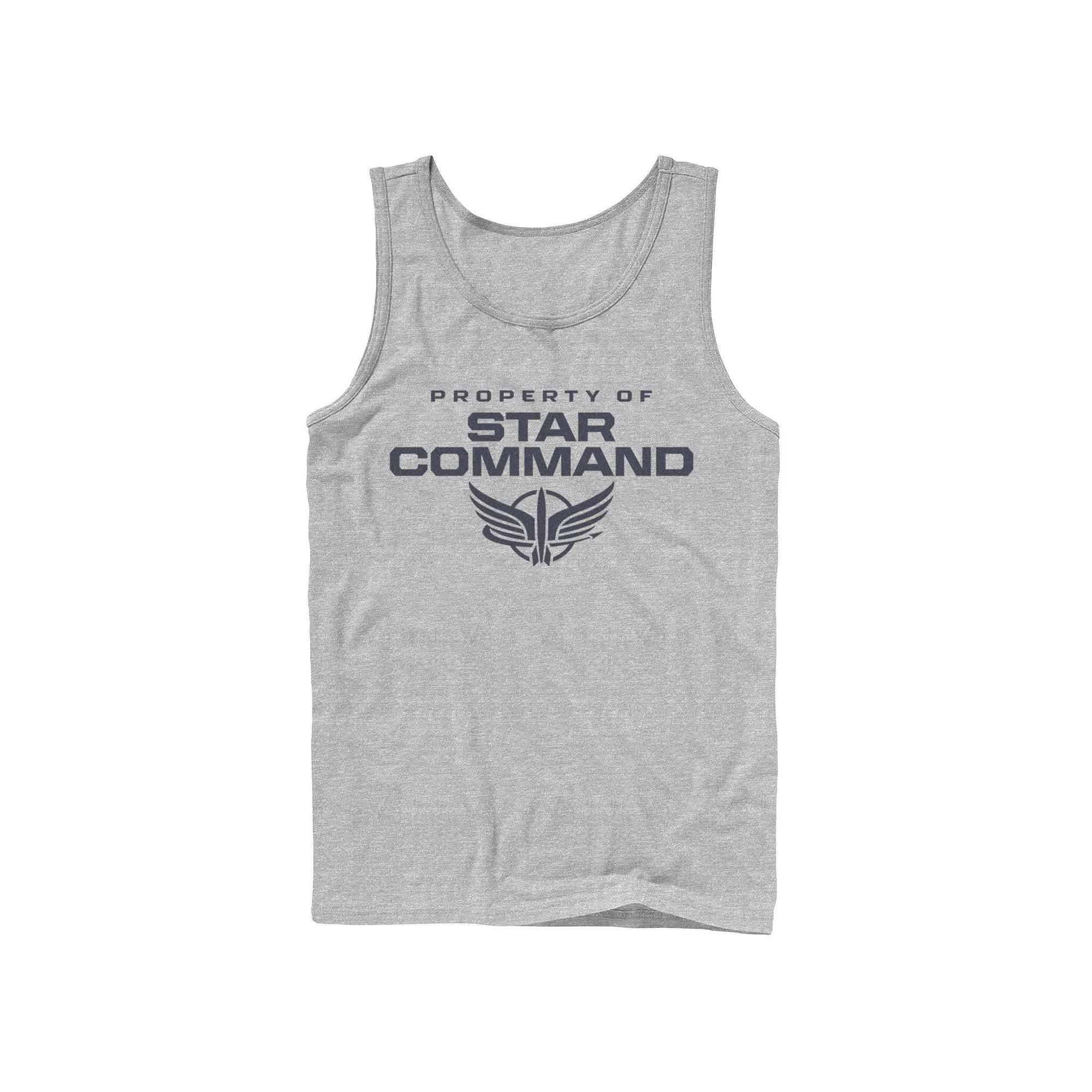 Mens Disney / Pixar Lightyear Property Of Star Command Logo Tank Top Athletic Grey Product Image