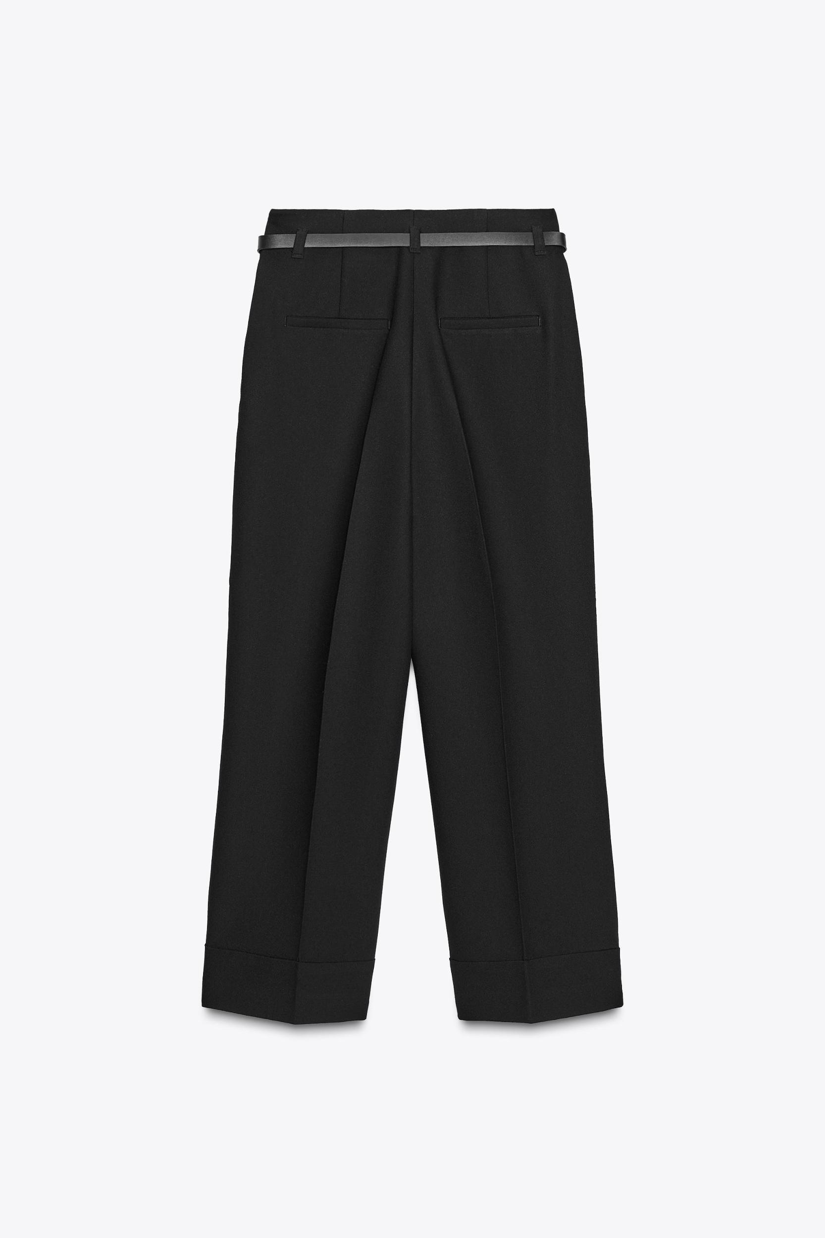 BELTED CUFFED HEM PANTS Product Image