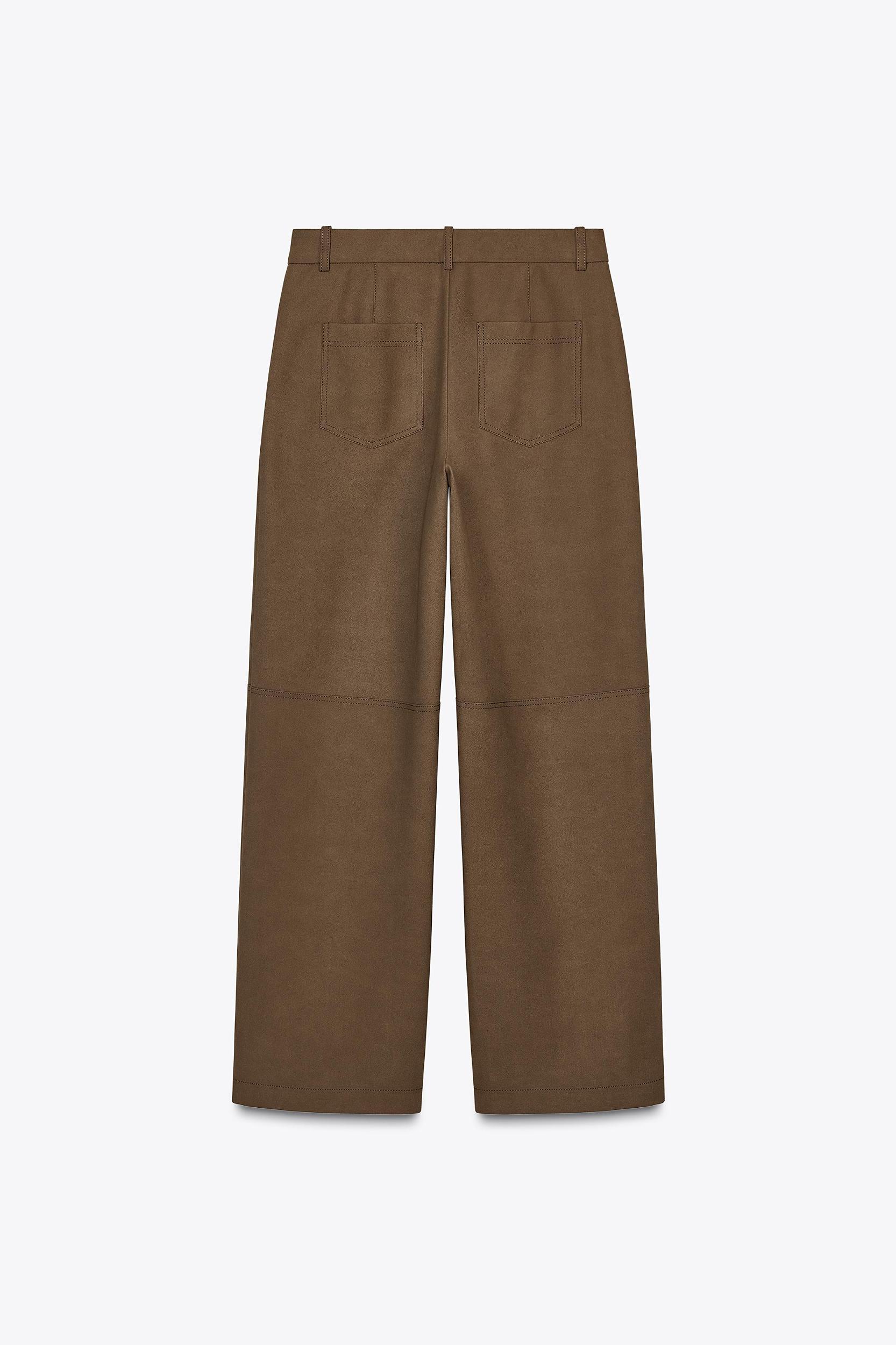 FAUX SUEDE STRAIGHT LEG PANTS Product Image