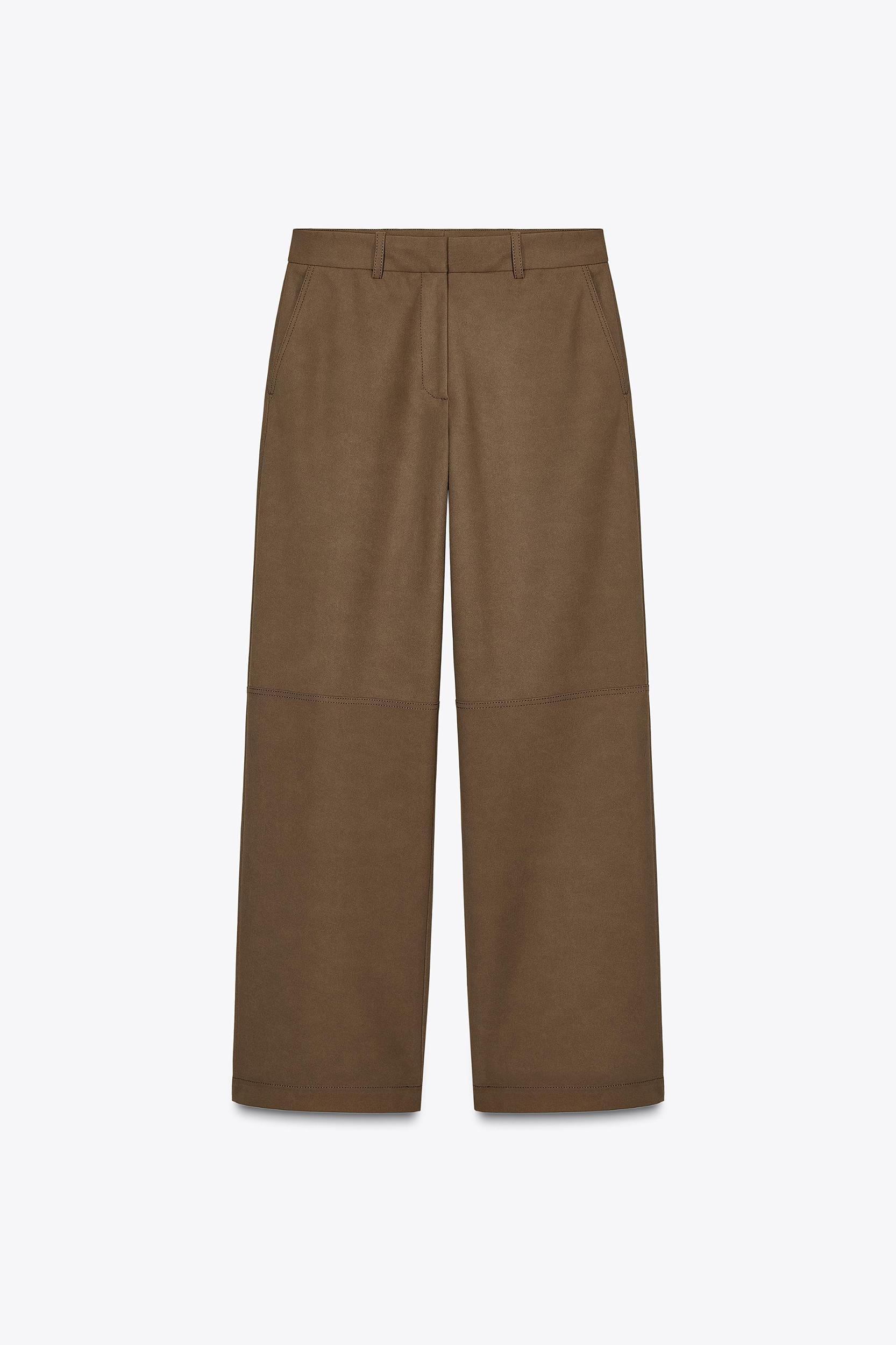 FAUX SUEDE STRAIGHT LEG PANTS Product Image