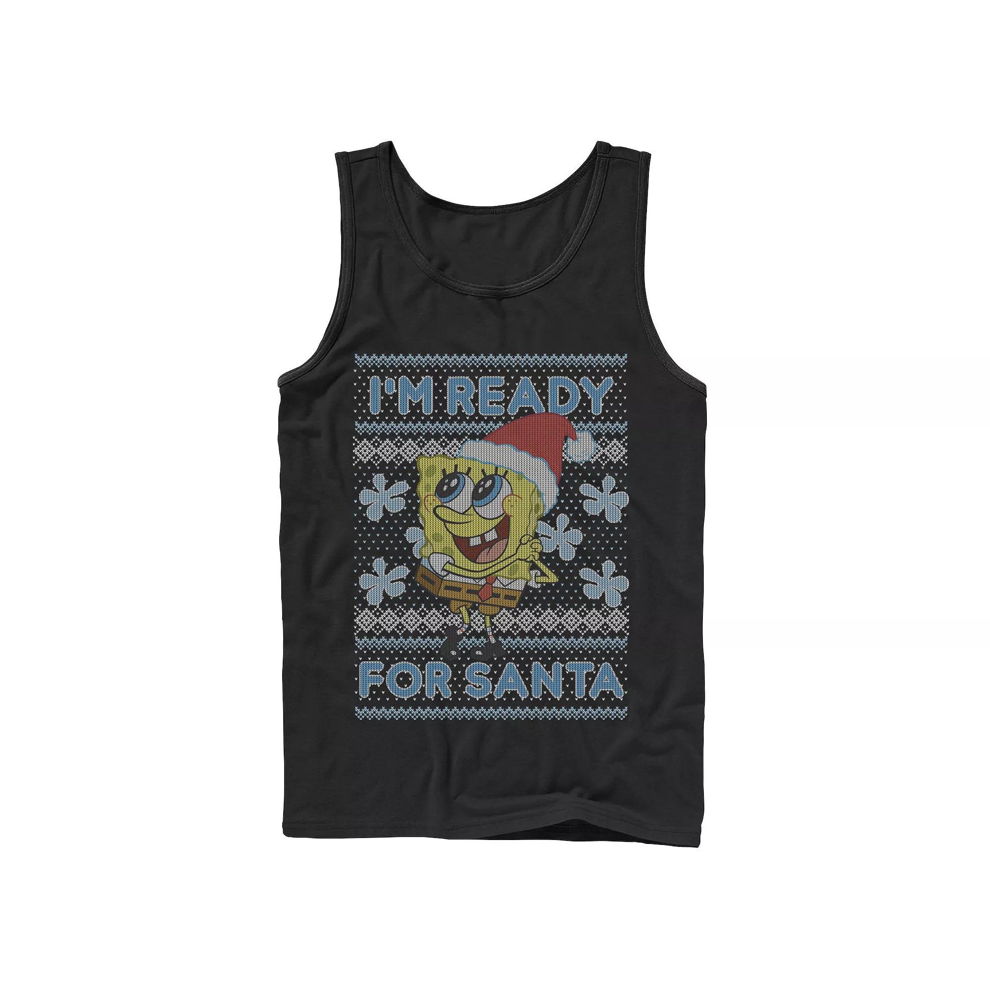 Men's Nickelodeon SpongeBob SquarePants I'm Ready For Santa Ugly Christmas Graphic Tank Top, Size: Large, Black Product Image