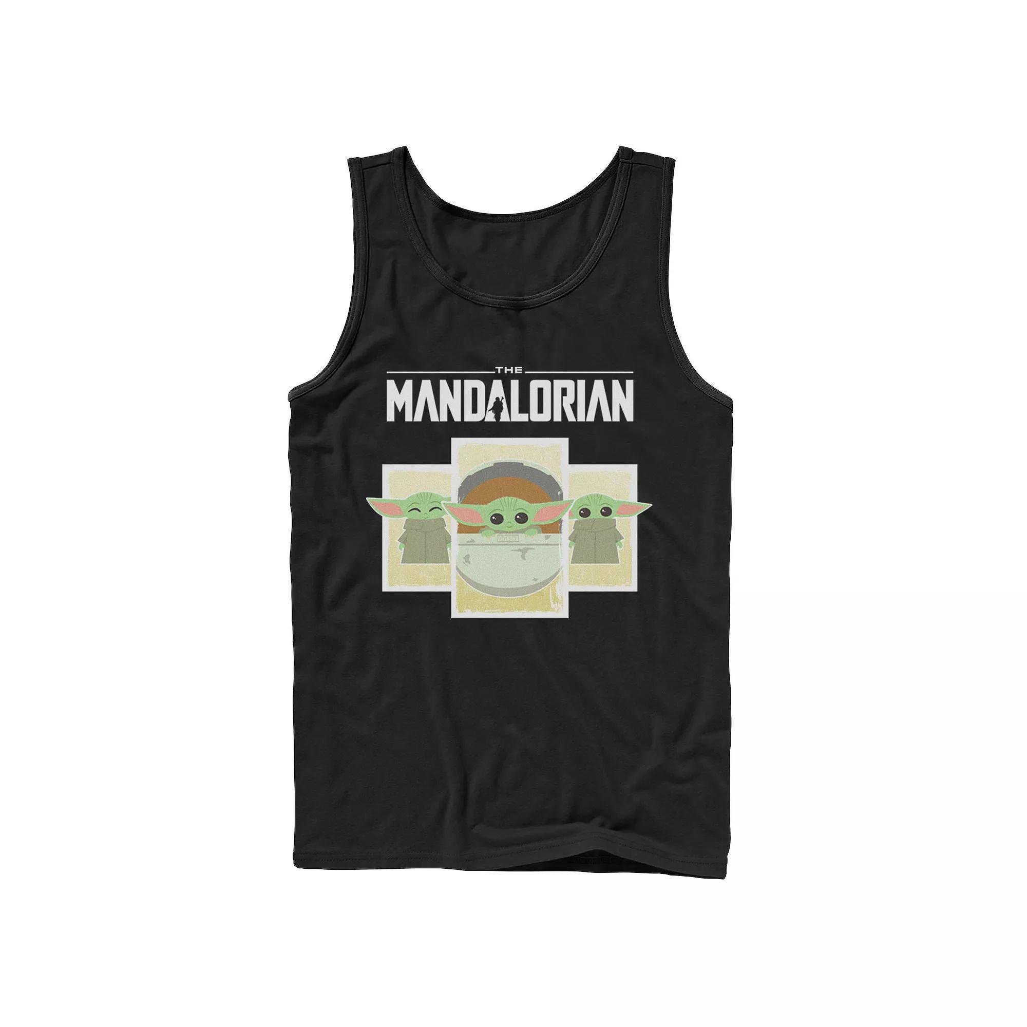 Men's Star Wars The Mandalorian The Child Cartoon Panels Tank Top, Size: XL, Black Product Image