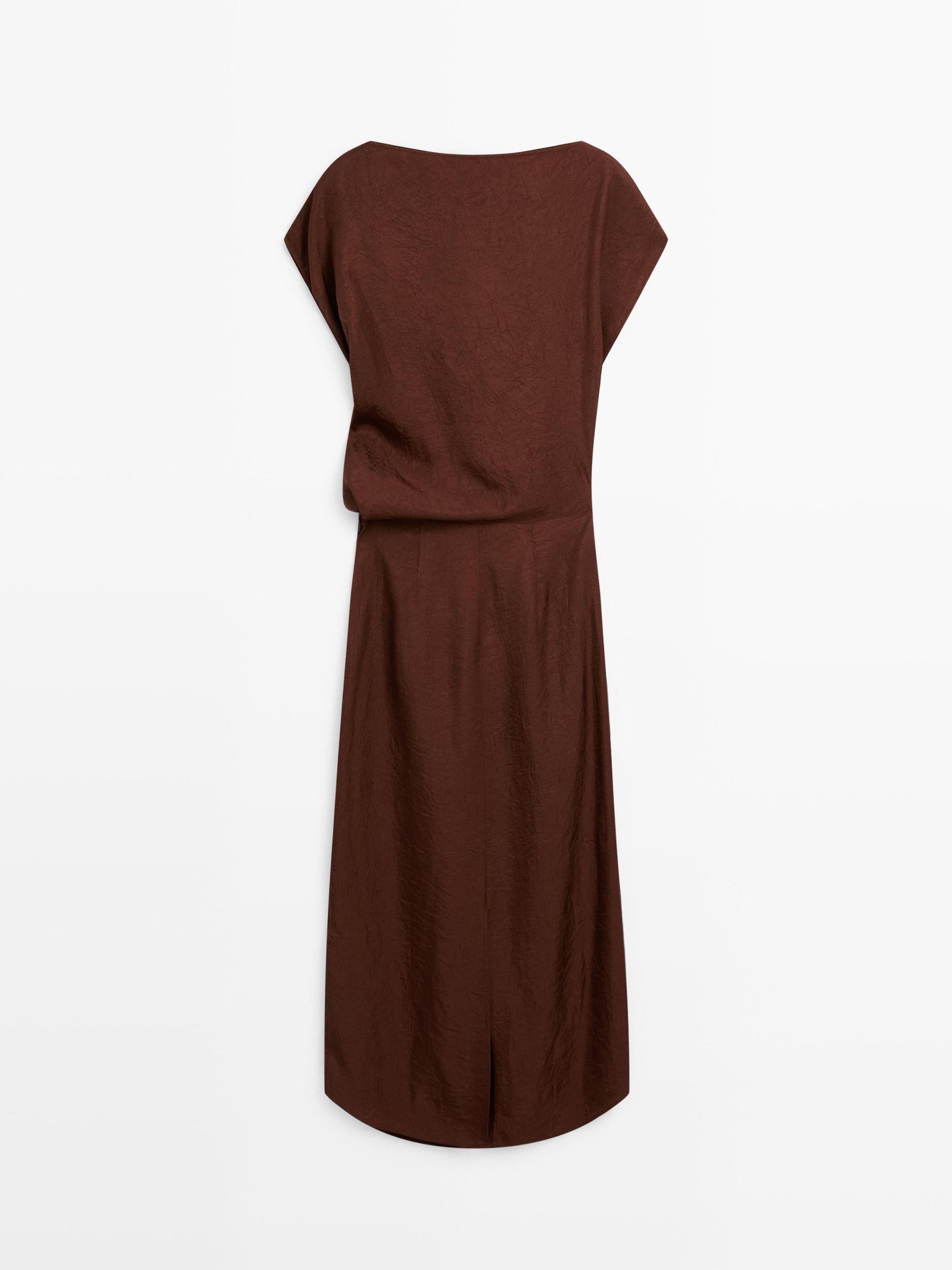 Long dress with gathered waist detail Product Image