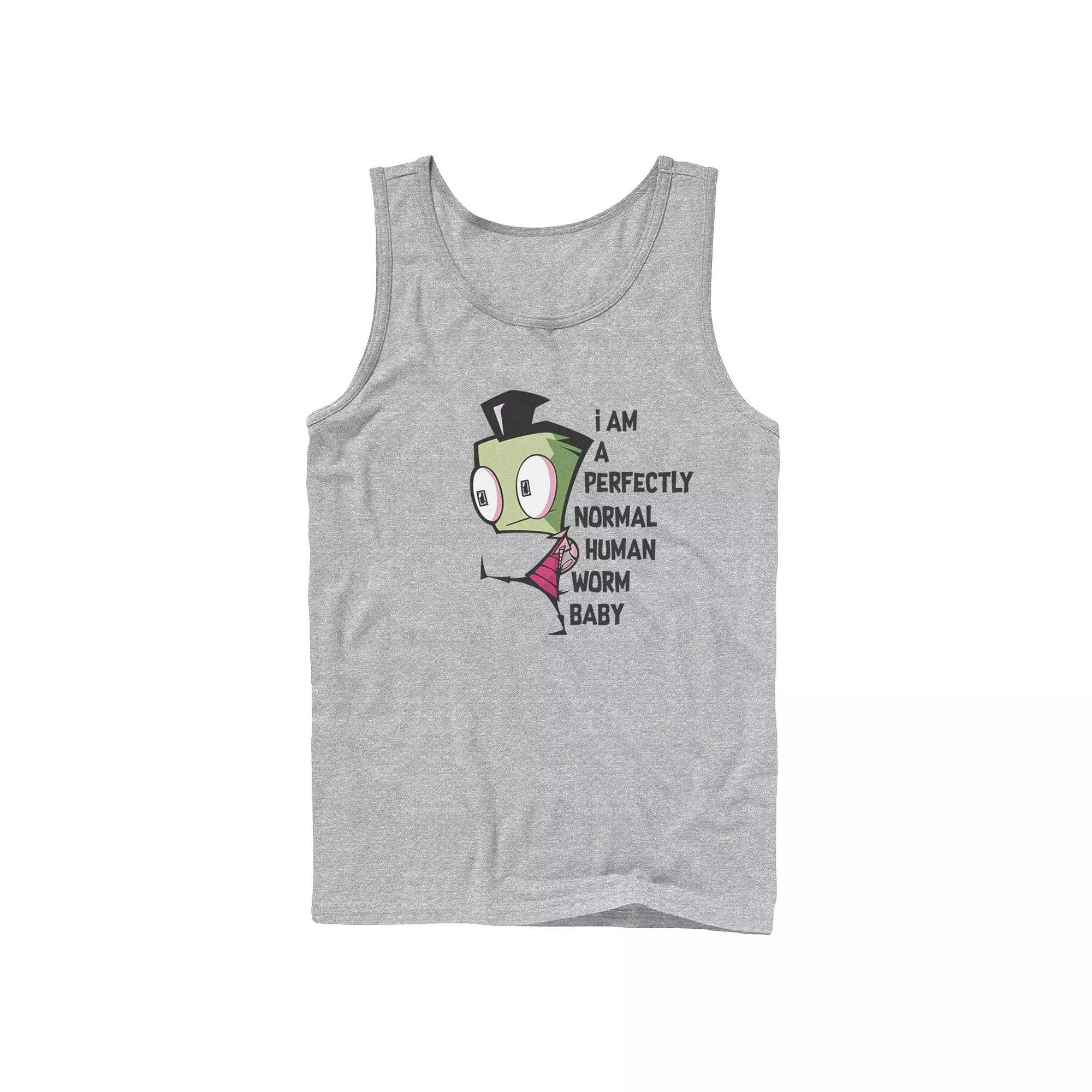Men's Nickelodeon Invader Zim And Gir Watercolor Portrait Logo Graphic Tank Top, Size: Large, Athletic Grey Product Image
