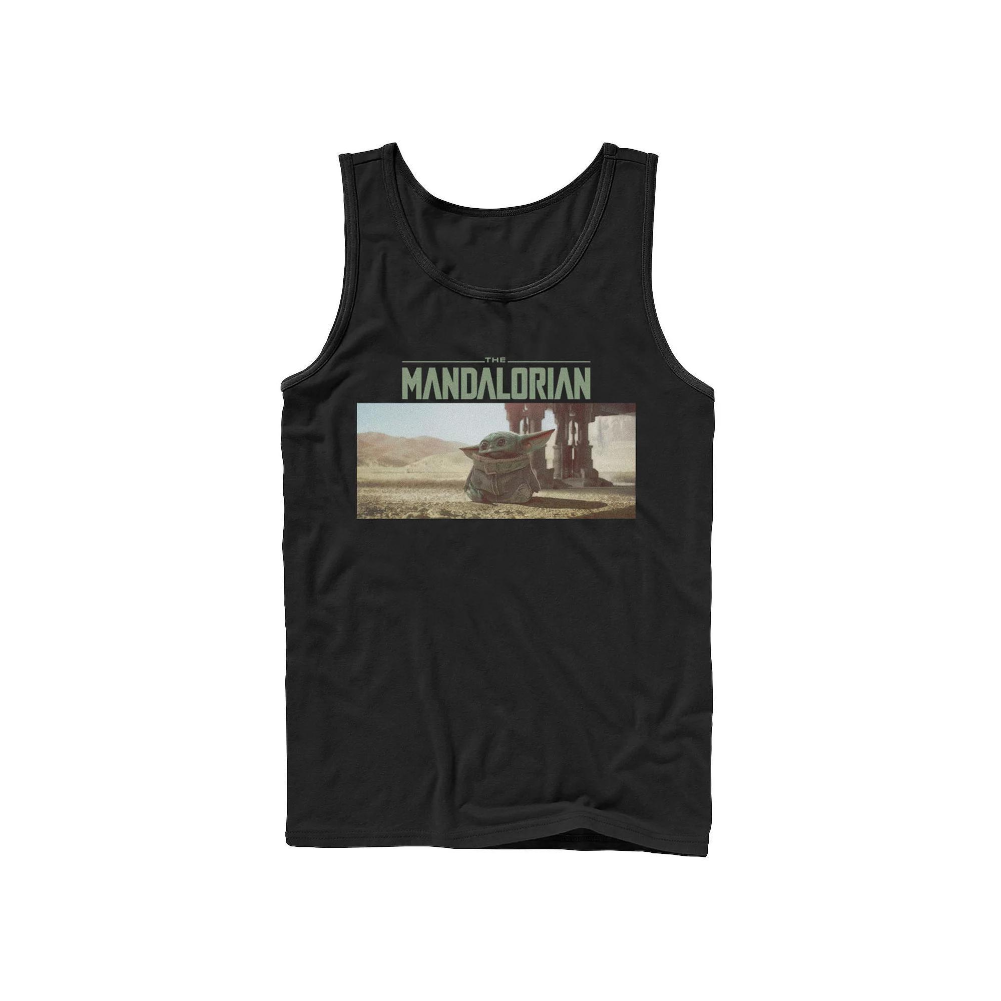 Men's Star Wars The Mandalorian The Child Logo Panel Tank Top, Size: Large, Black Product Image