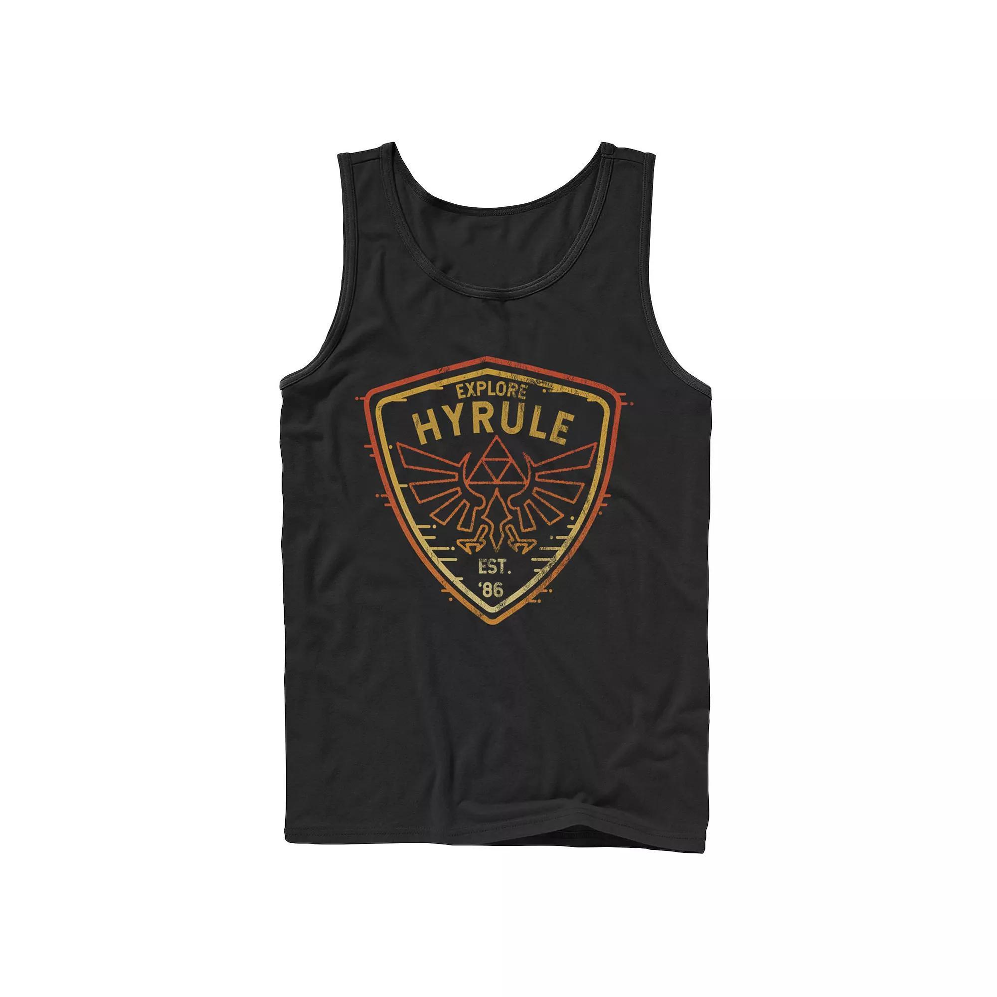 Men's The Legend Of Zelda Explore Camp Hyrule Crest Tank Top, Size: Large, Black Product Image