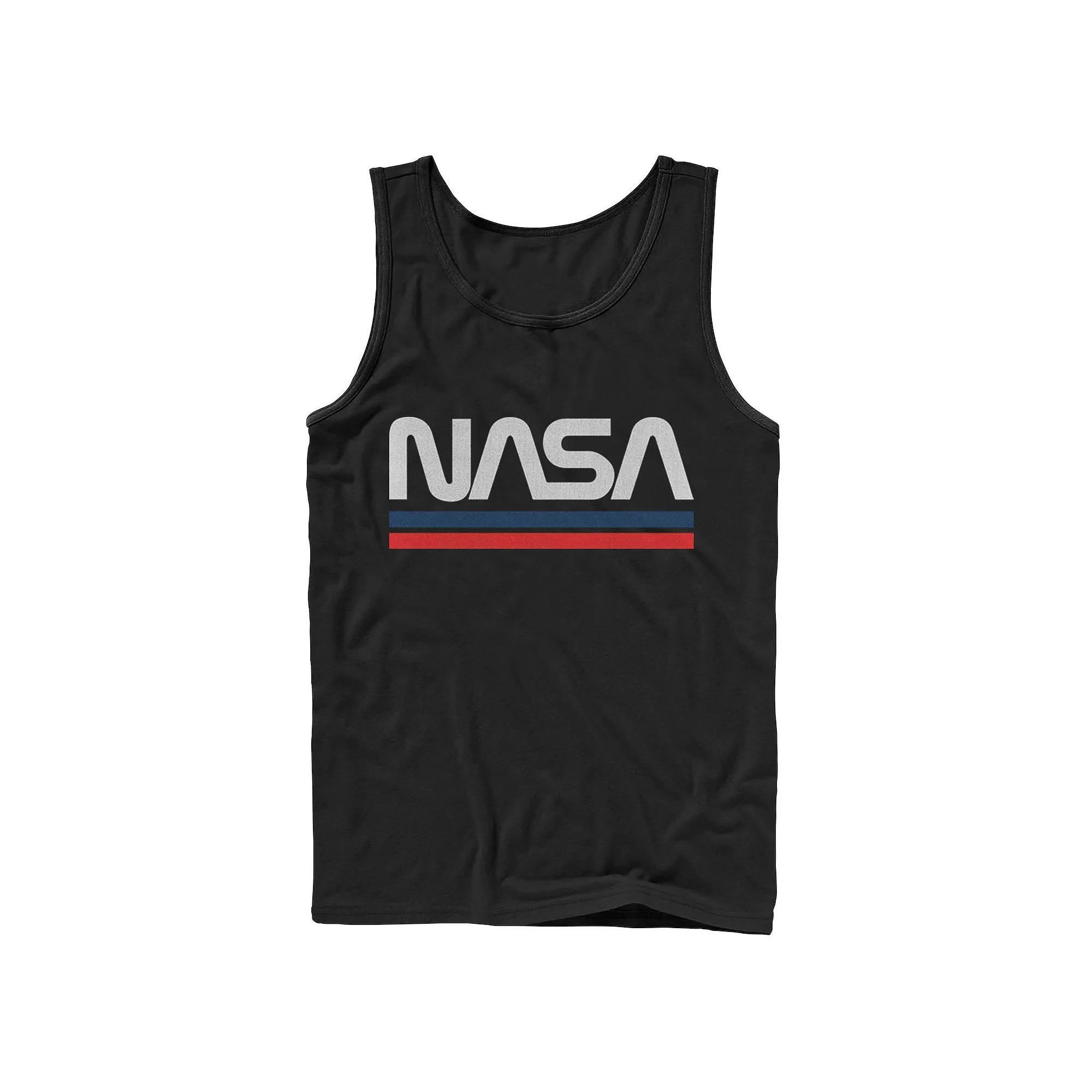 Mens NASA Red Blue Stripe Minimal Logo Vintage Graphic Tank Top Product Image