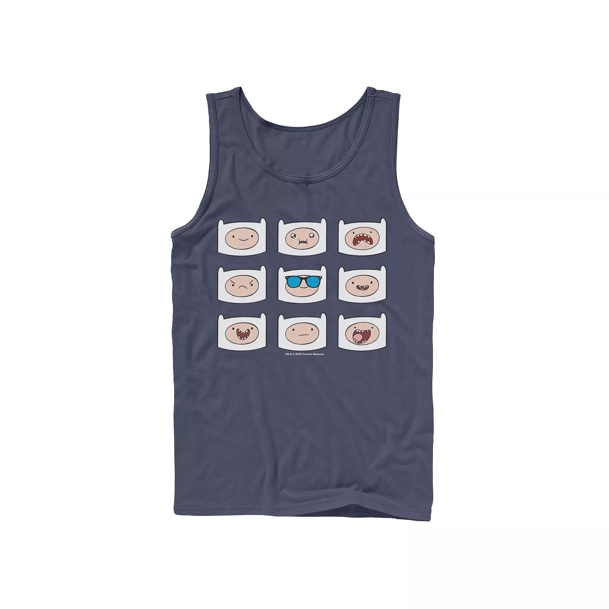 Men's Adventure Time Finn's Many Faces Grid Tank Top, Size: Large, Black Product Image