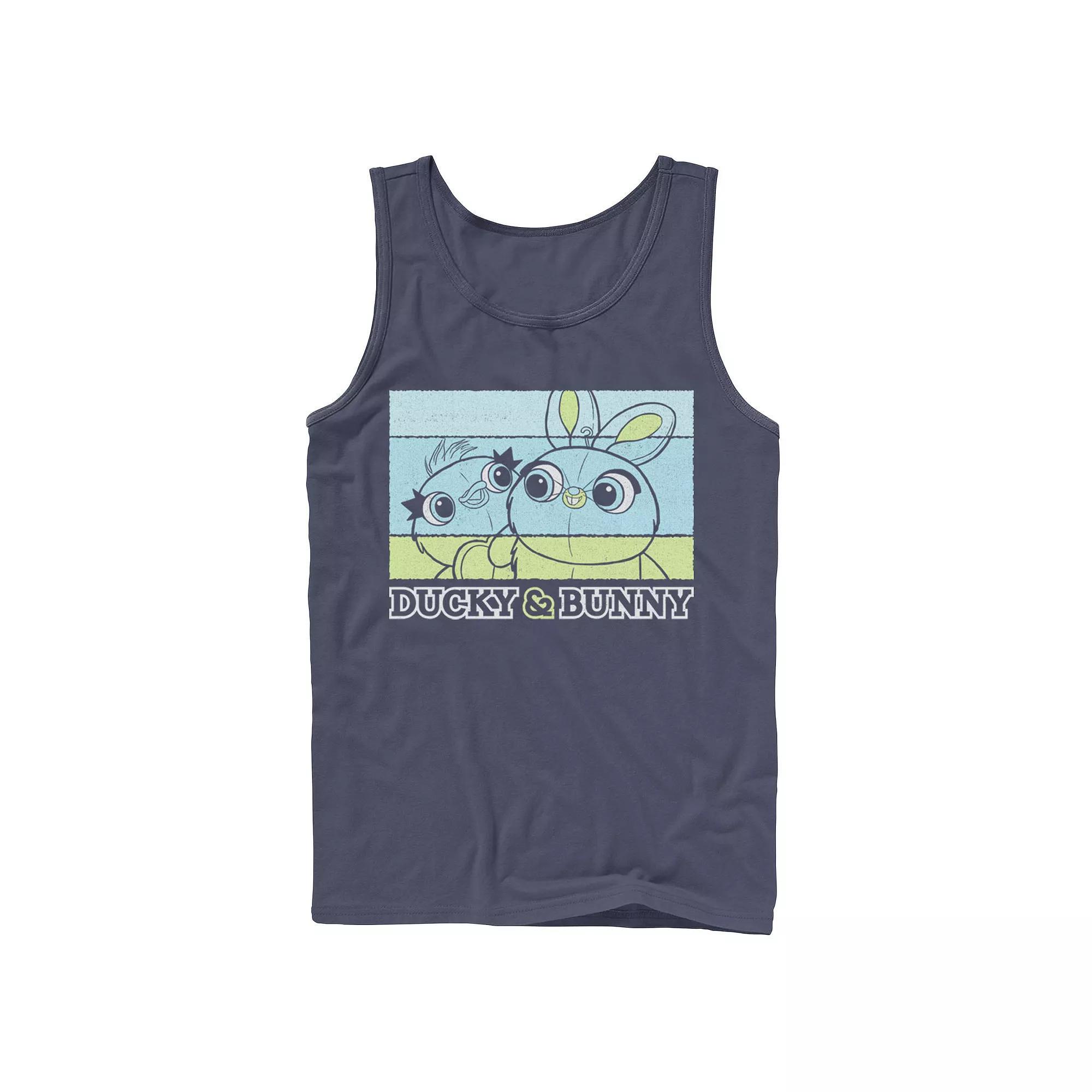 Men's Disney / Pixar Toy Story 4 Ducky & Bunny Retro Tank Top, Size: Small, Blue Product Image