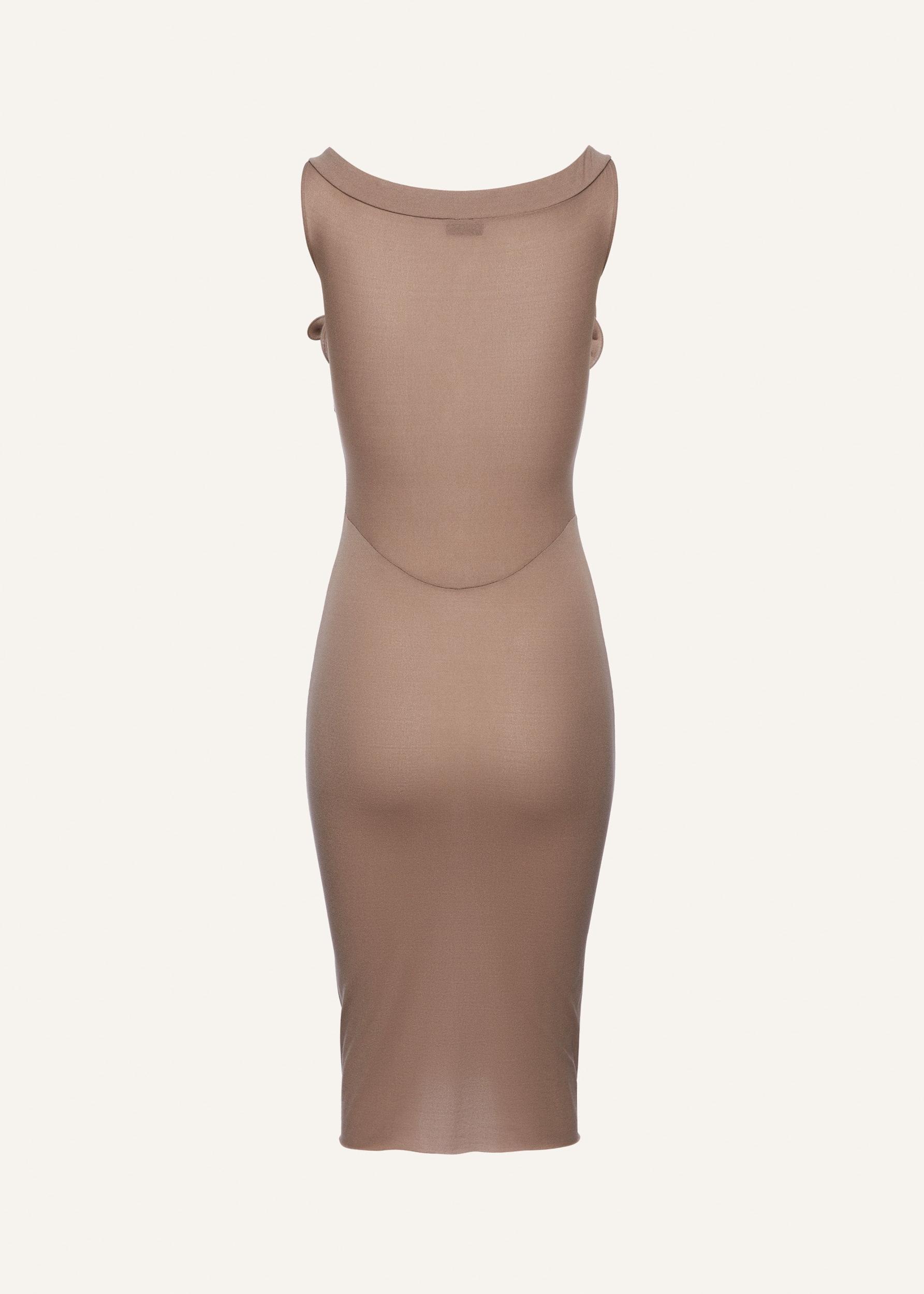 Flower bustier midi dress in beige Product Image