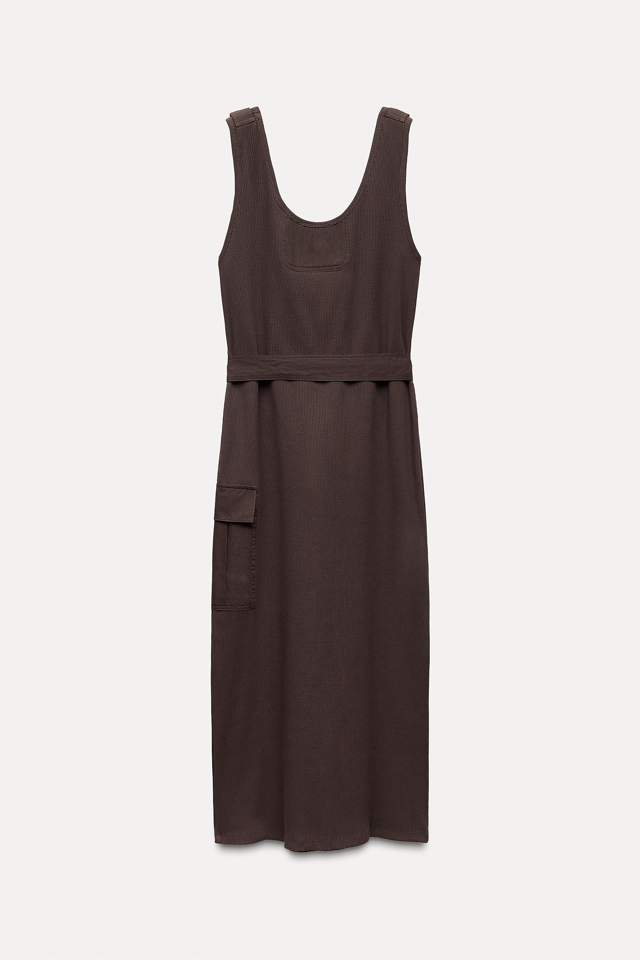 CONTRASTING RIB MIDI DRESS Product Image