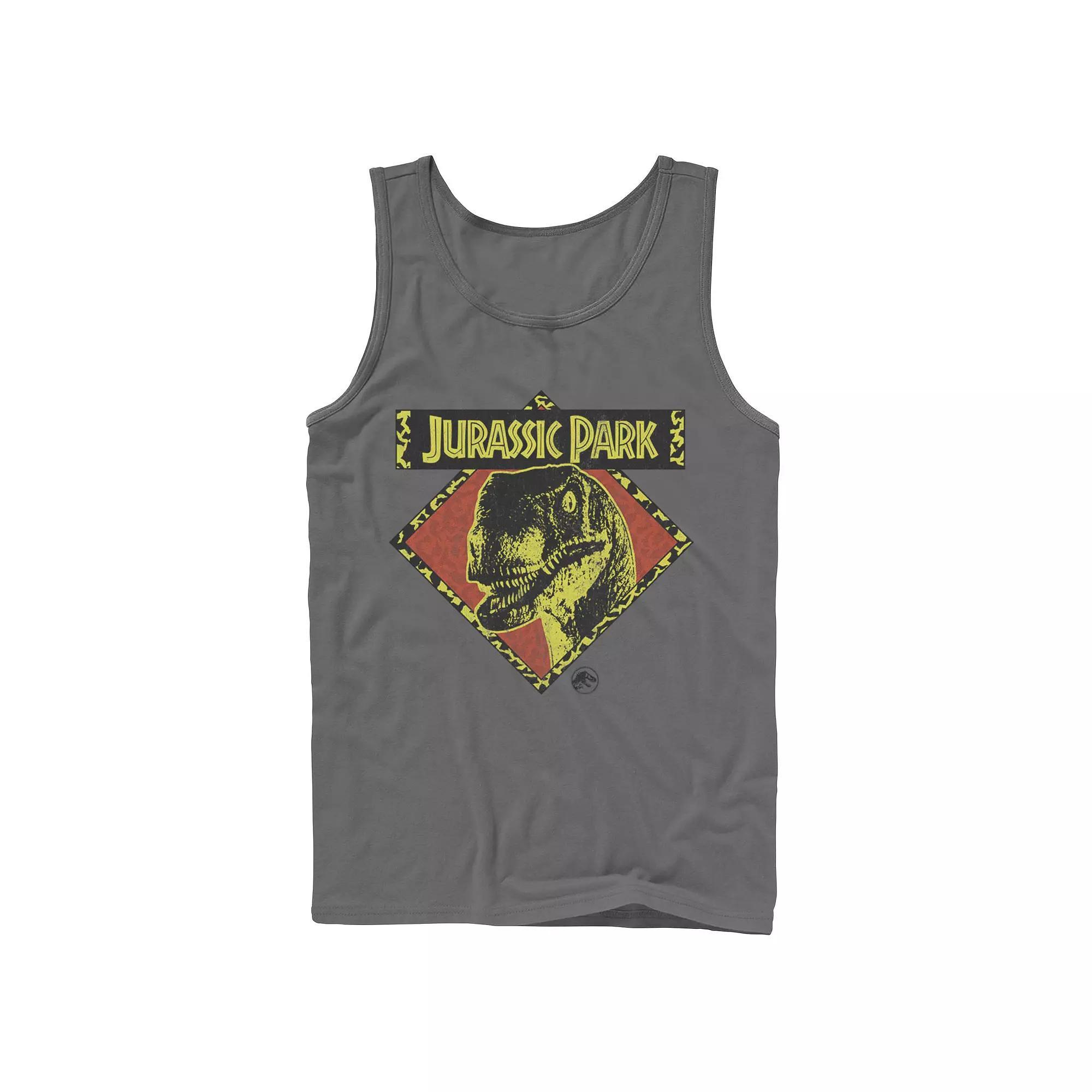 Men's Jurassic Park Distress Raptor Stare Tank Top, Size: Small, Grey Product Image